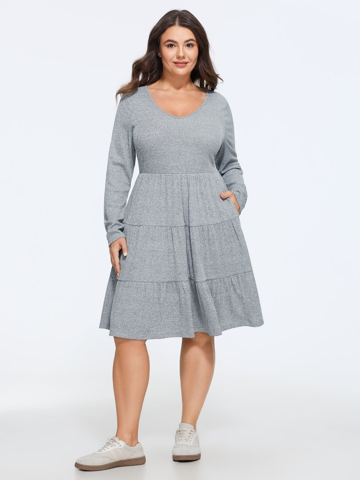 Supersoft Heather V Neck Tiered Mini Dress
