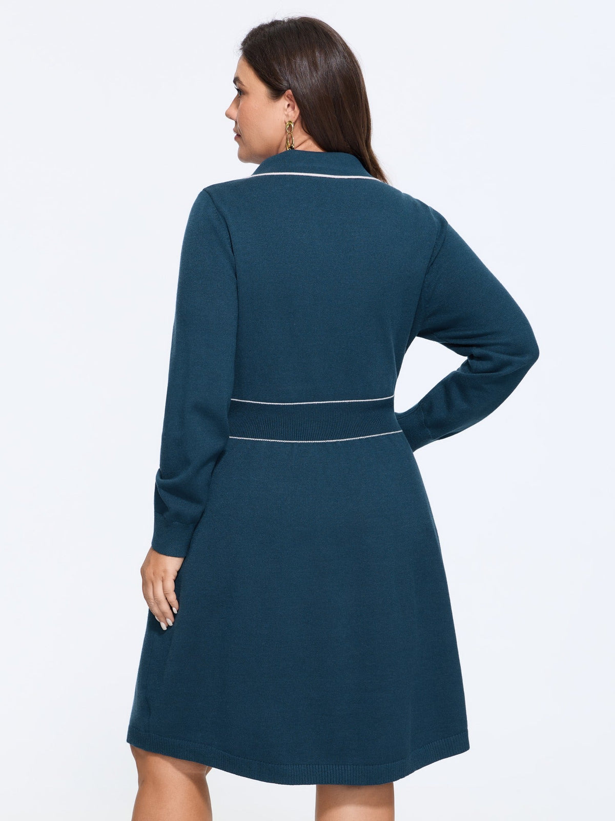 Supersoft Contrast Stitch Button Front Sweater Dress