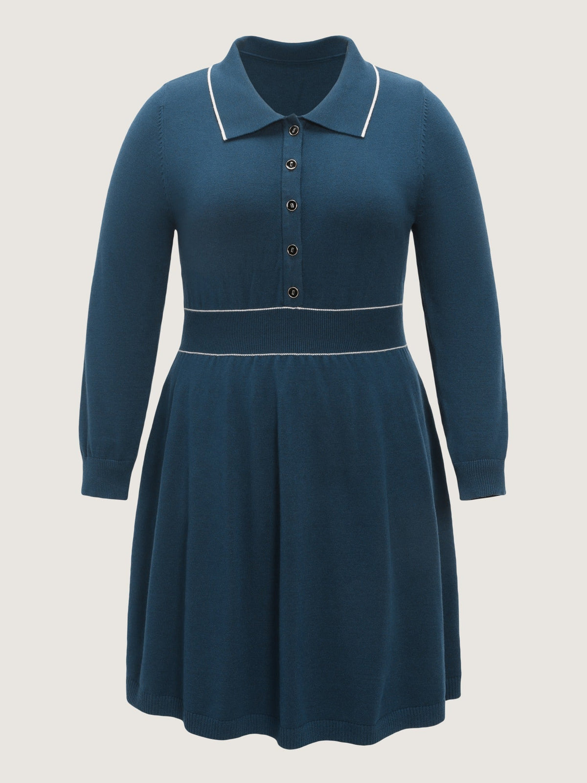 Supersoft Contrast Stitch Button Front Sweater Dress