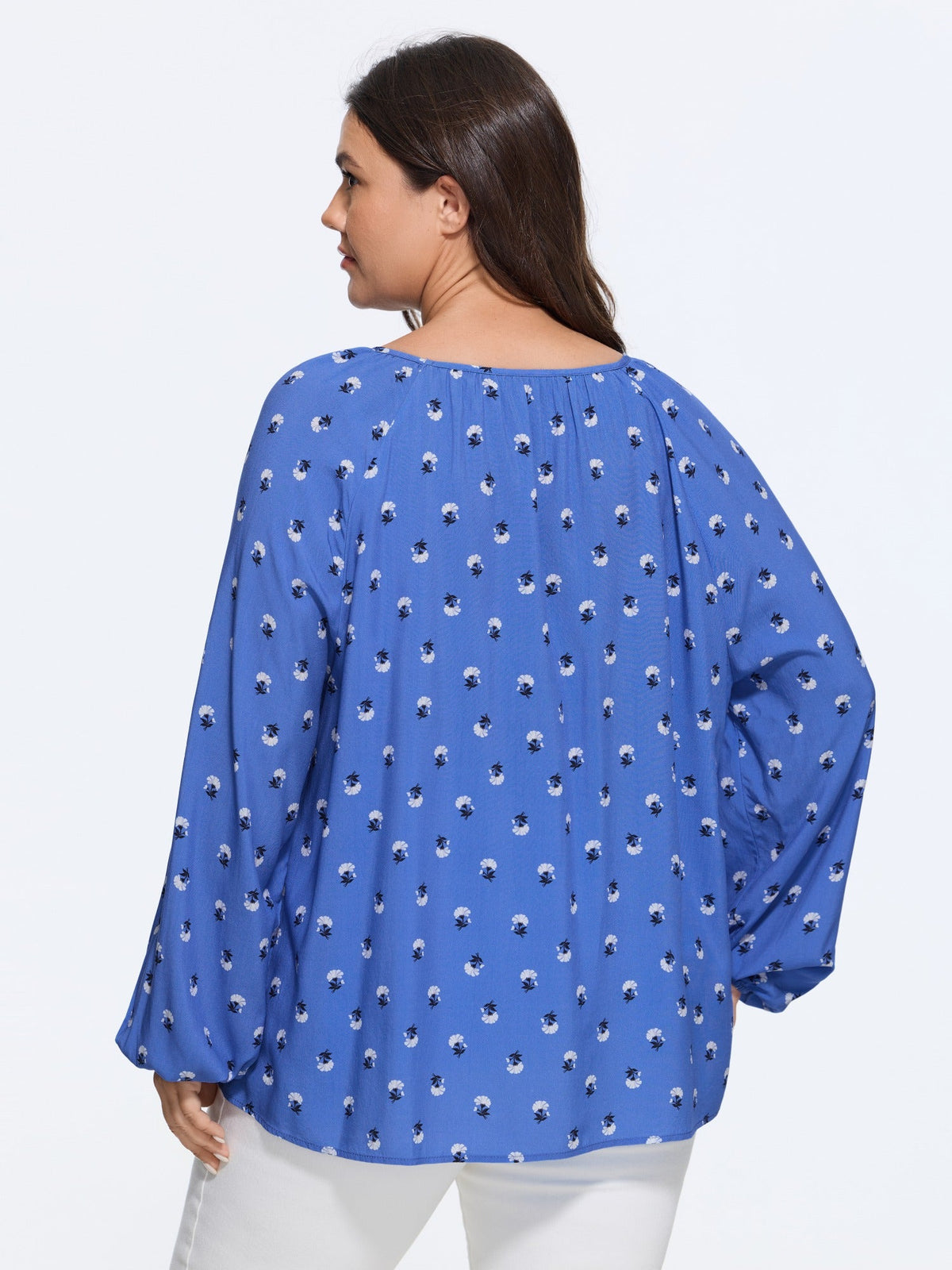 Supersoft Floral Print Lantern Sleeve Blouse
