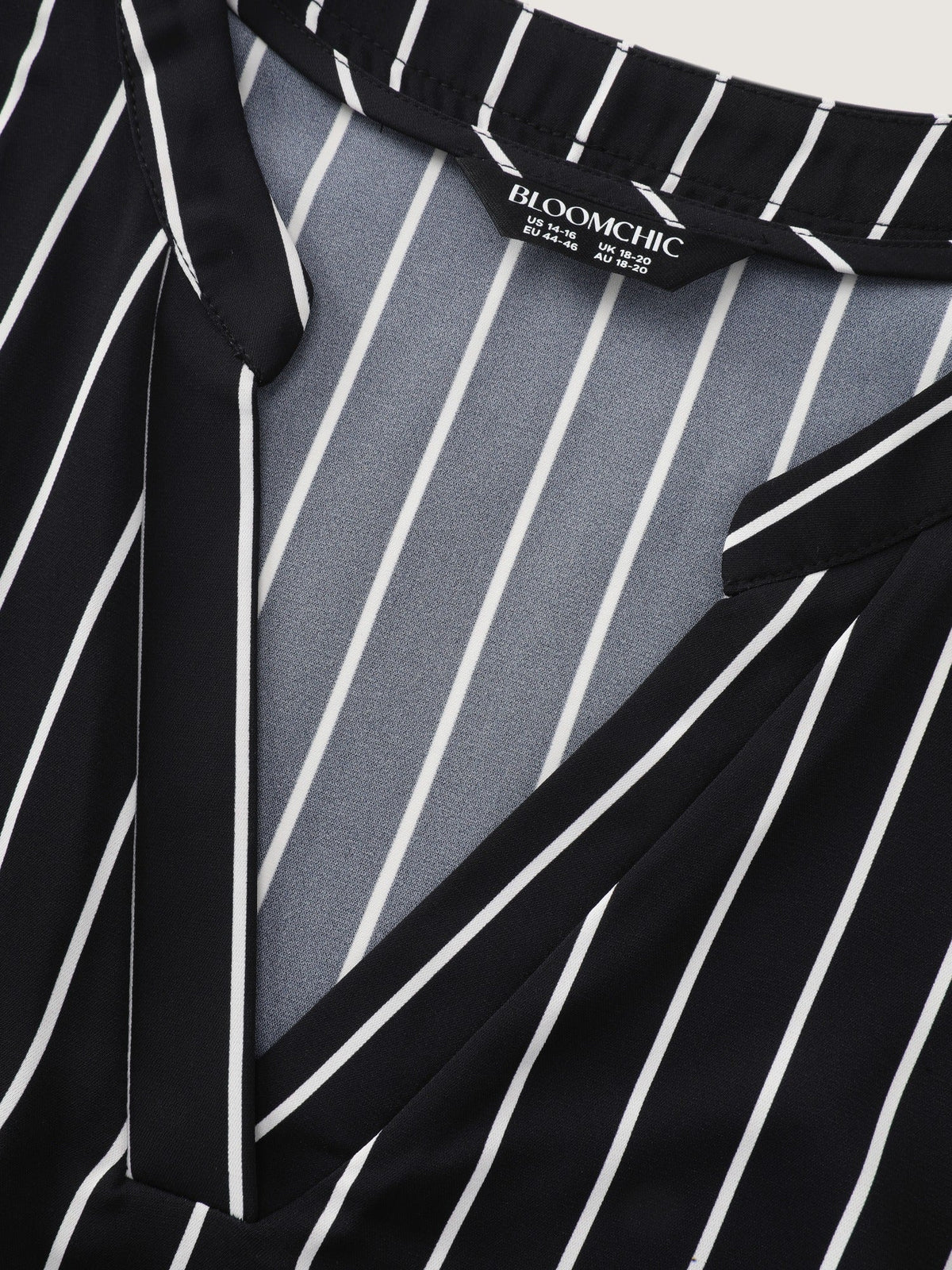 Vertical Stripe Print Notch Neck Blouse