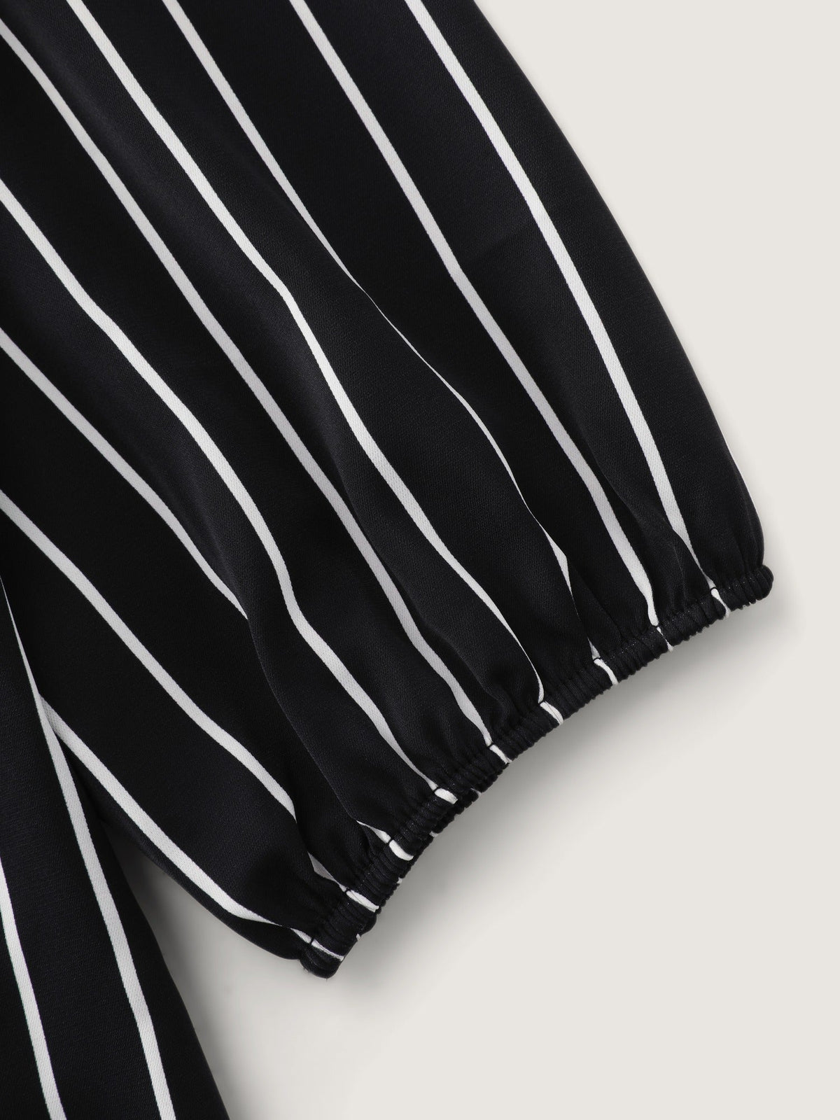 Vertical Stripe Print Notch Neck Blouse