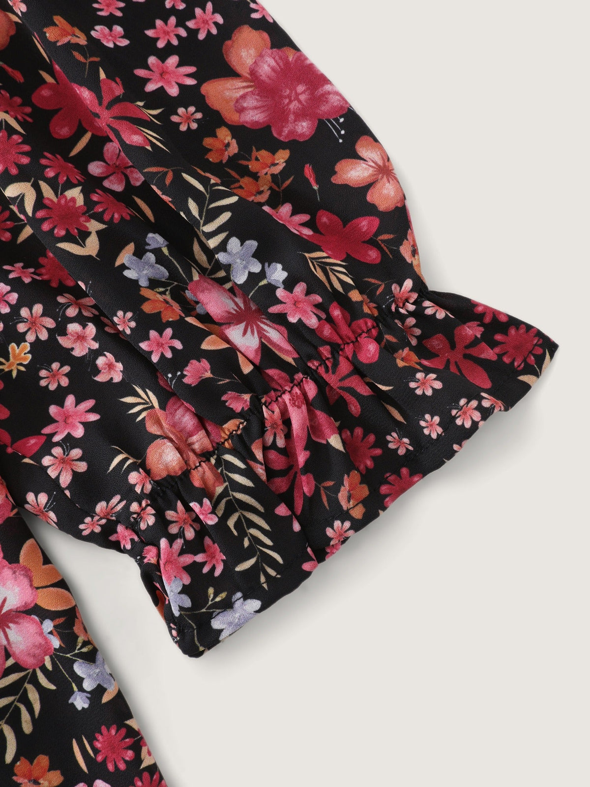 Ditsy Floral Print Ruffle Long Sleeve Blouse