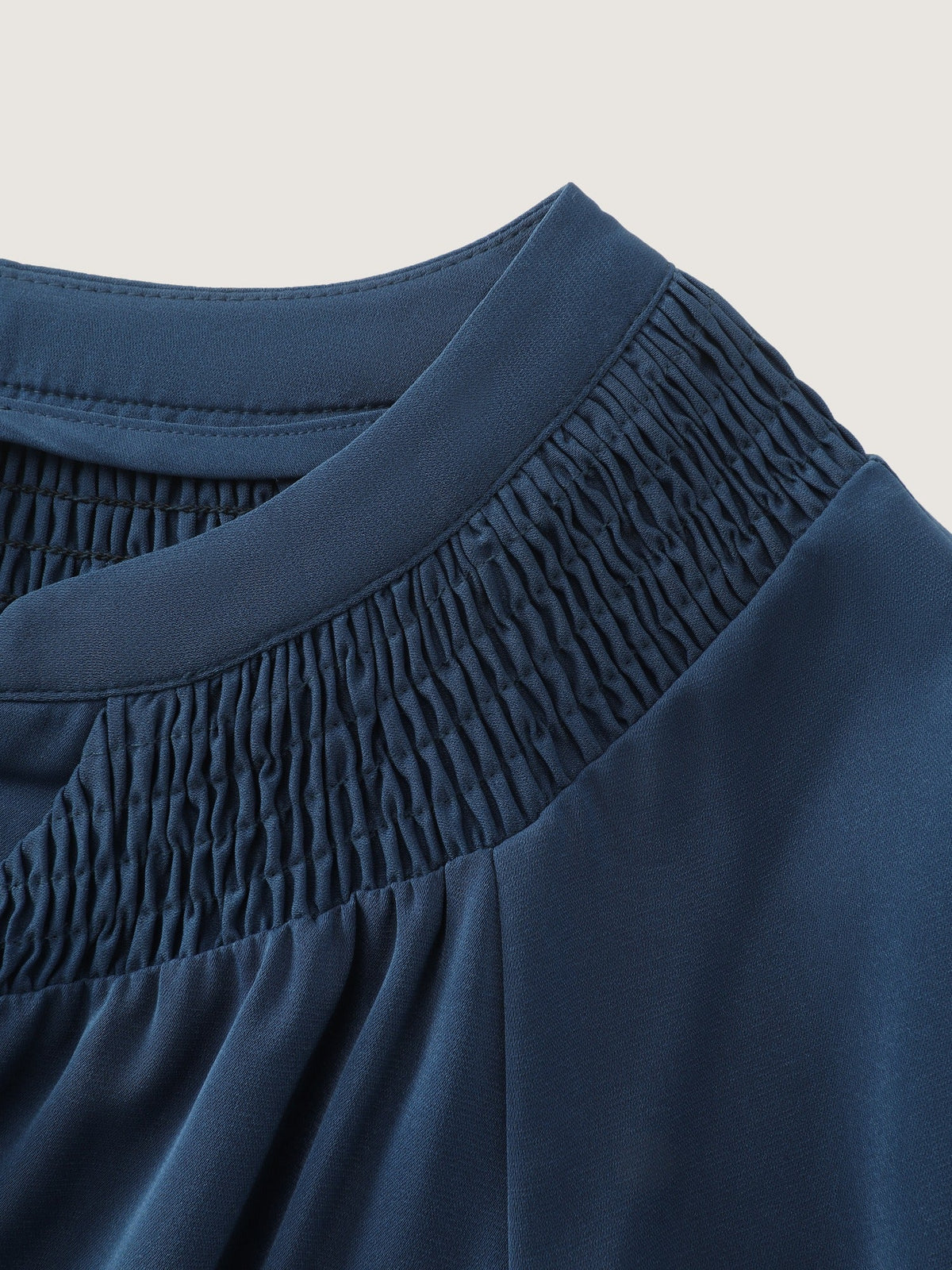 Shirred Neck Button Detail Blouse