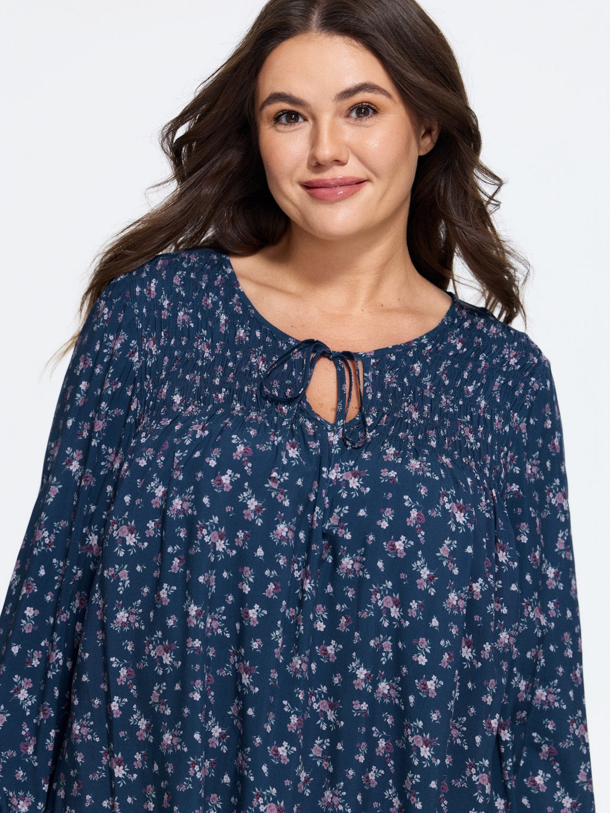 Supersoft Floral Print V Neck Tie Front Blouse