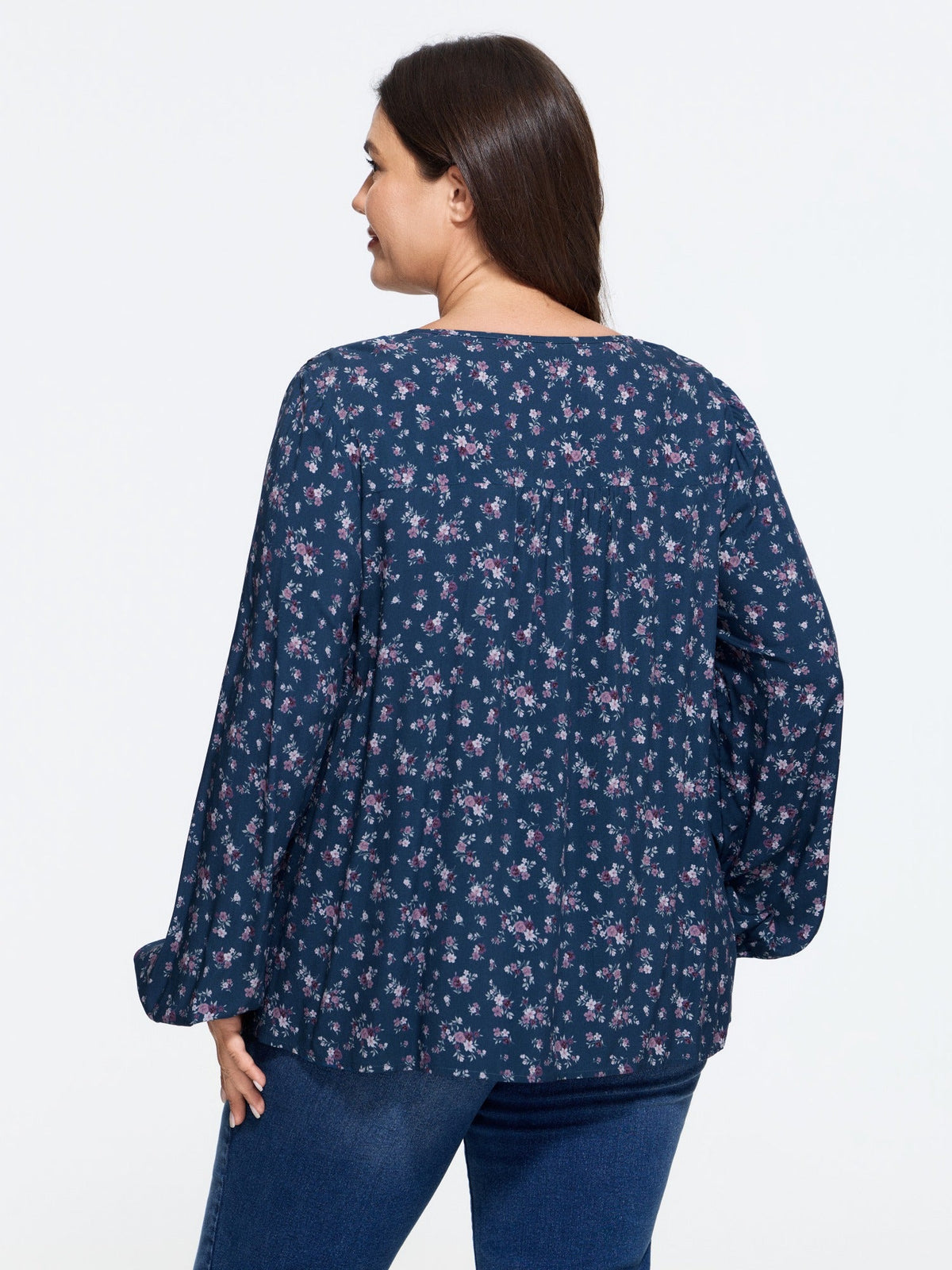 Supersoft Floral Print V Neck Tie Front Blouse