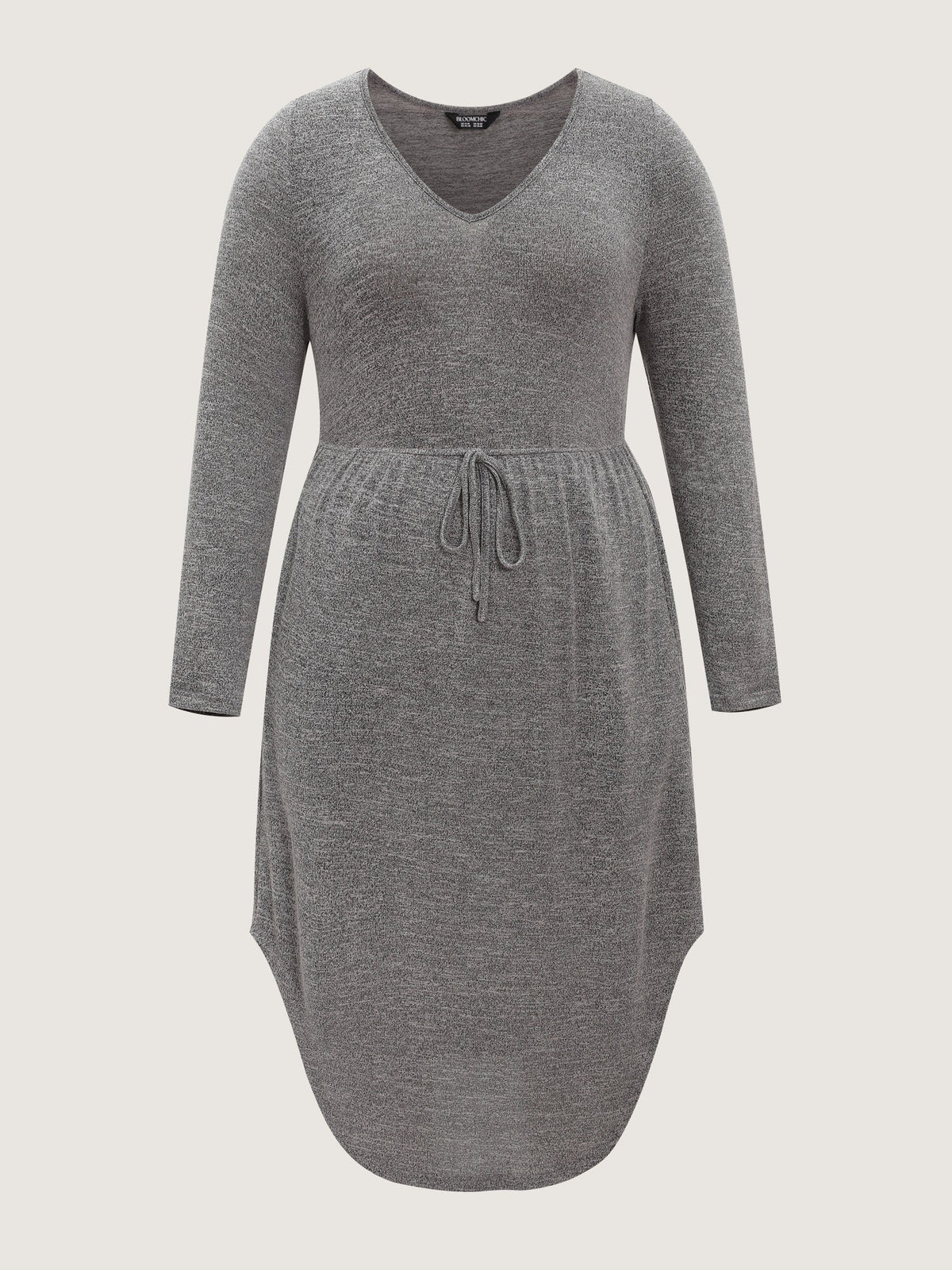 Supersoft Drawstring Waist Curved Hem Midi Dress