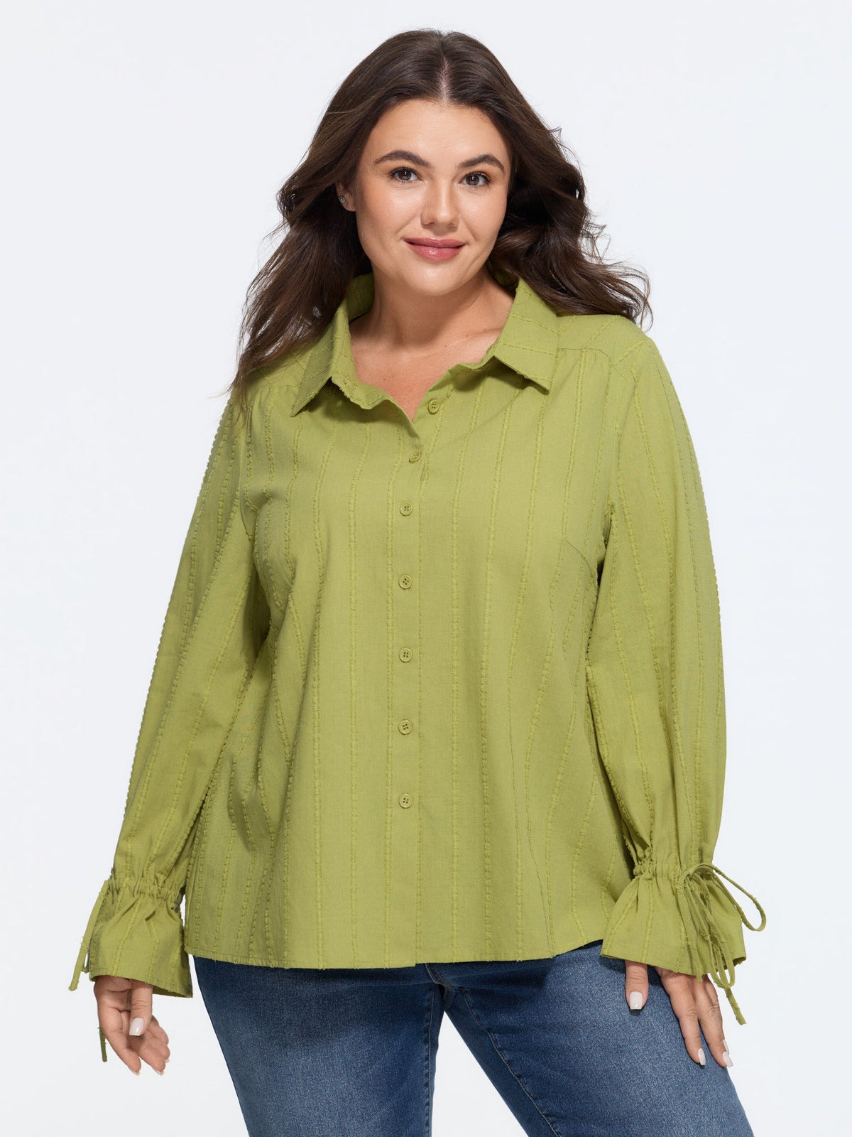 Cotton Textured Stripe Button Down Shirt