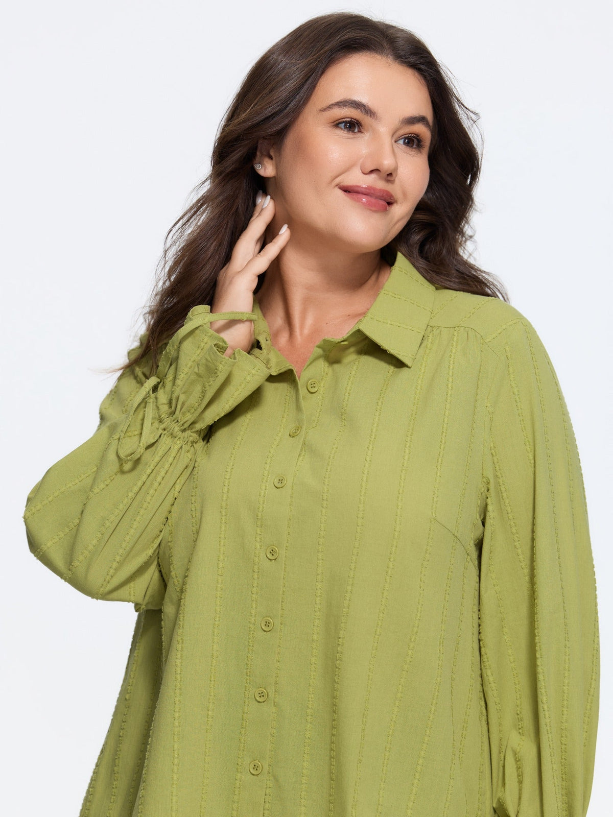 Cotton Textured Stripe Button Down Shirt