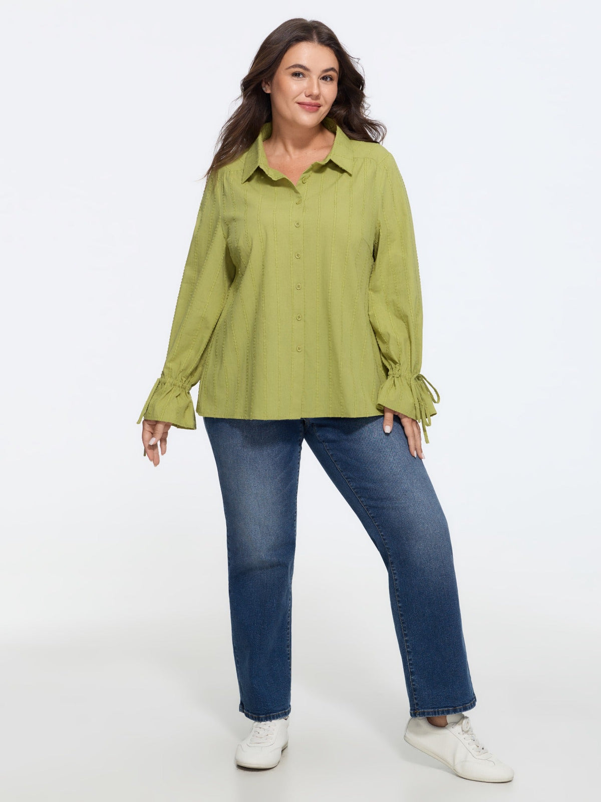 Cotton Textured Stripe Button Down Shirt