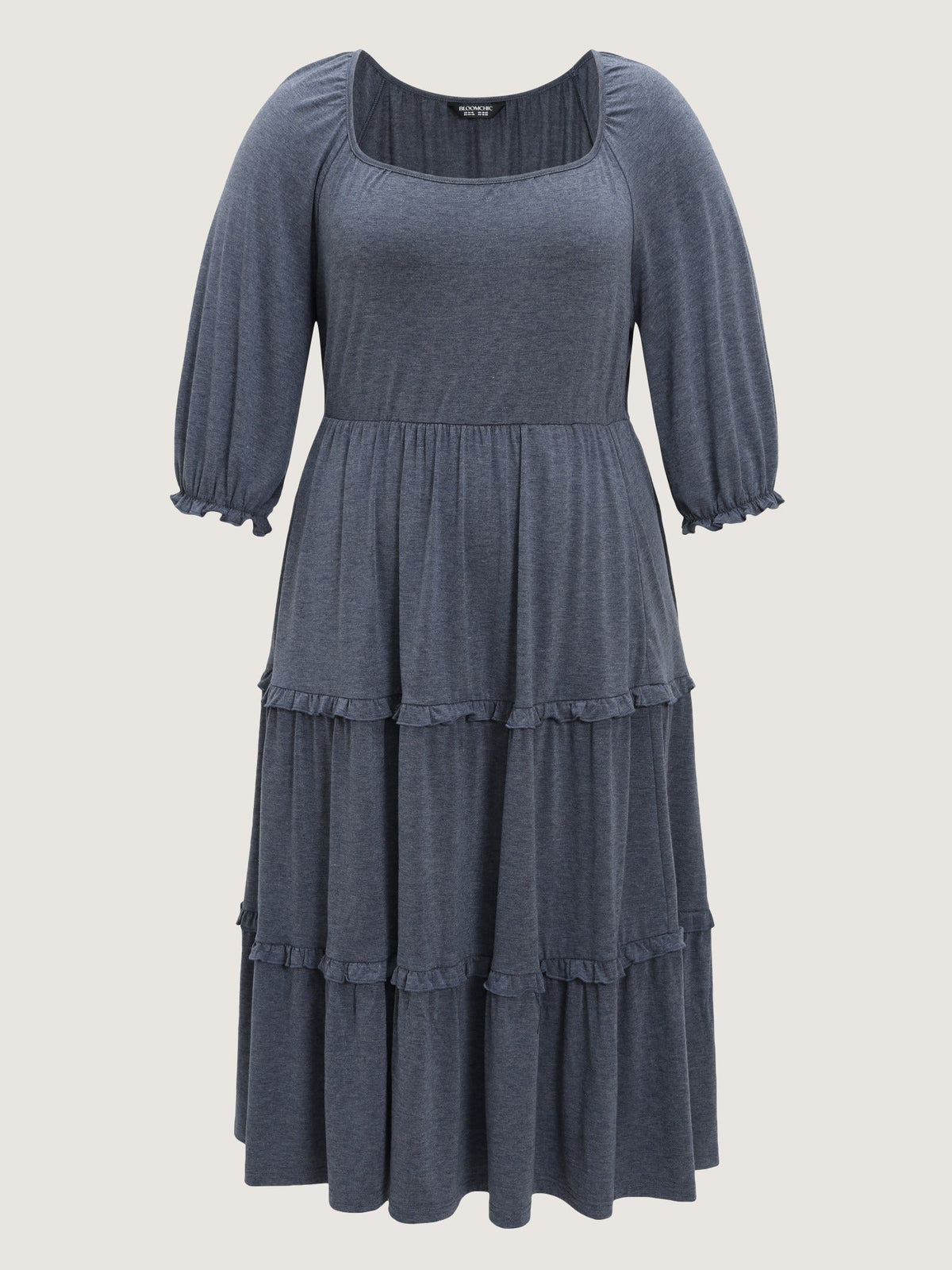 Supersoft Square Neck Tiered Ruffle Midi Dress