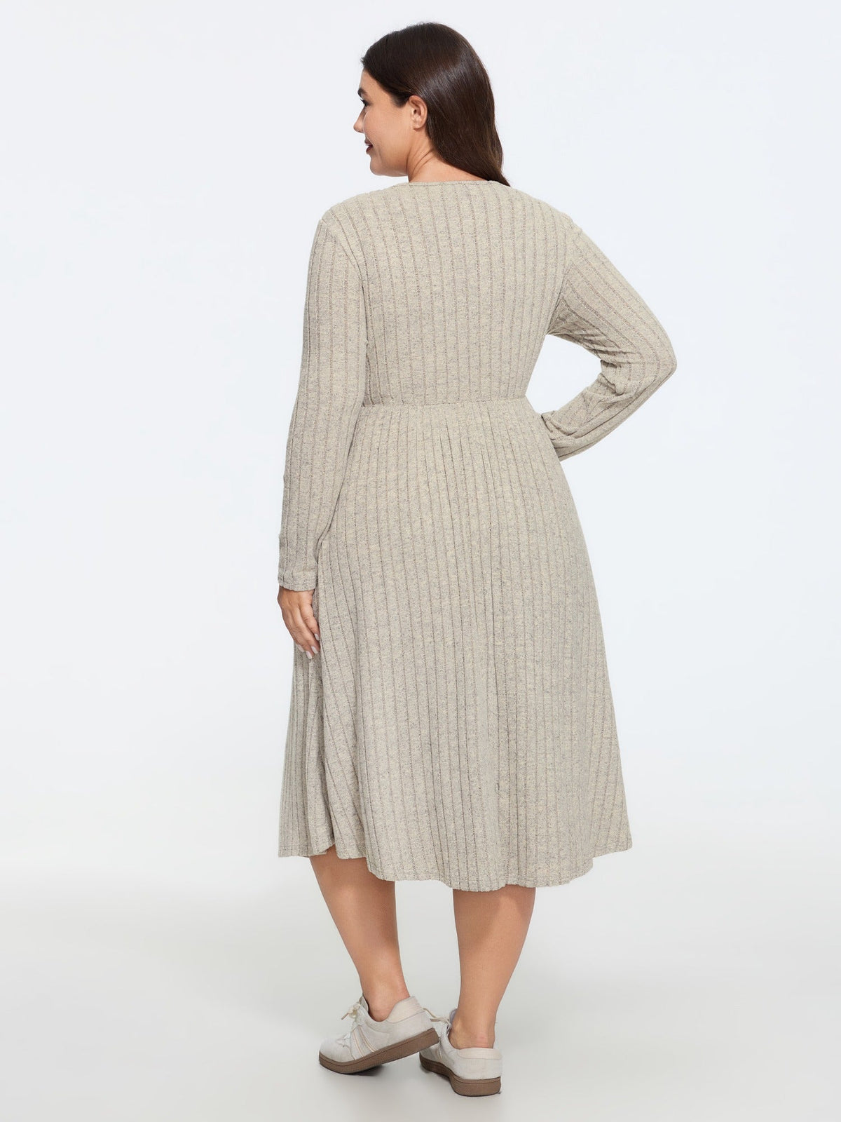 Ribbed Wrap Side Tie Midi Dress