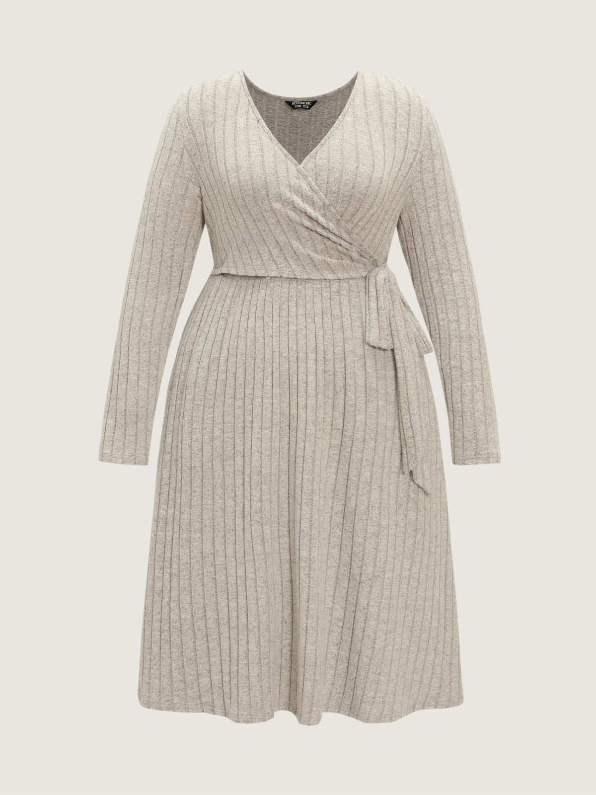 Ribbed Wrap Side Tie Midi Dress