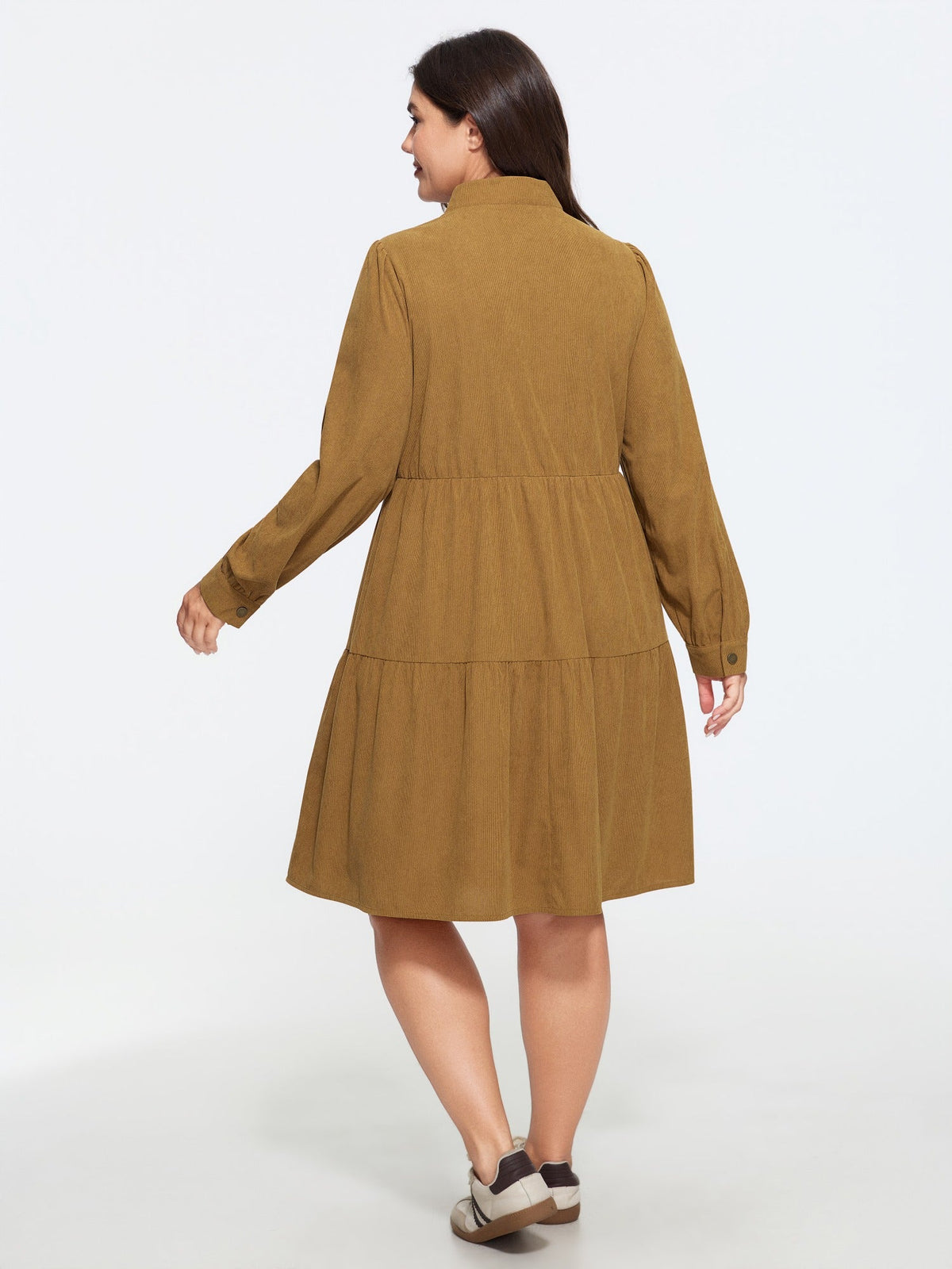 Corduroy Button Down Tiered Mini Dress