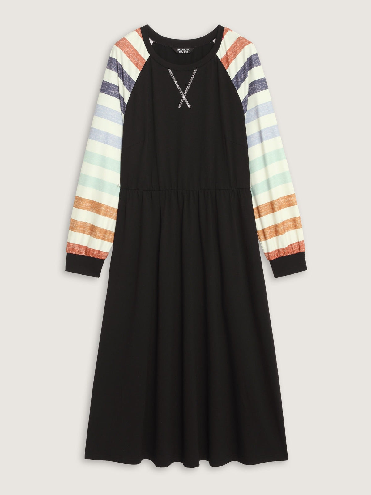 Supersoft Color Block Stripe Raglan Sleeve Midi Dress