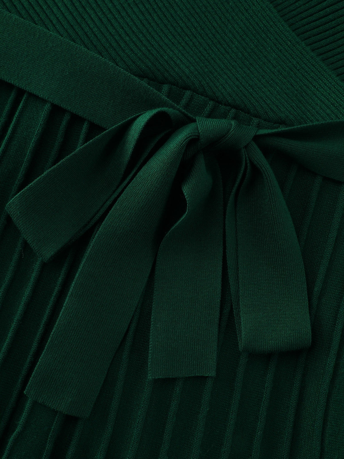 Pleated Tie Waist Sweater Dress