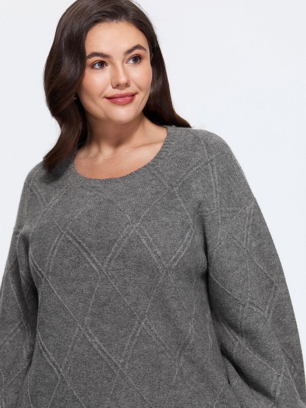 Supersoft Crew Neck Cable Knit Sweater Dress