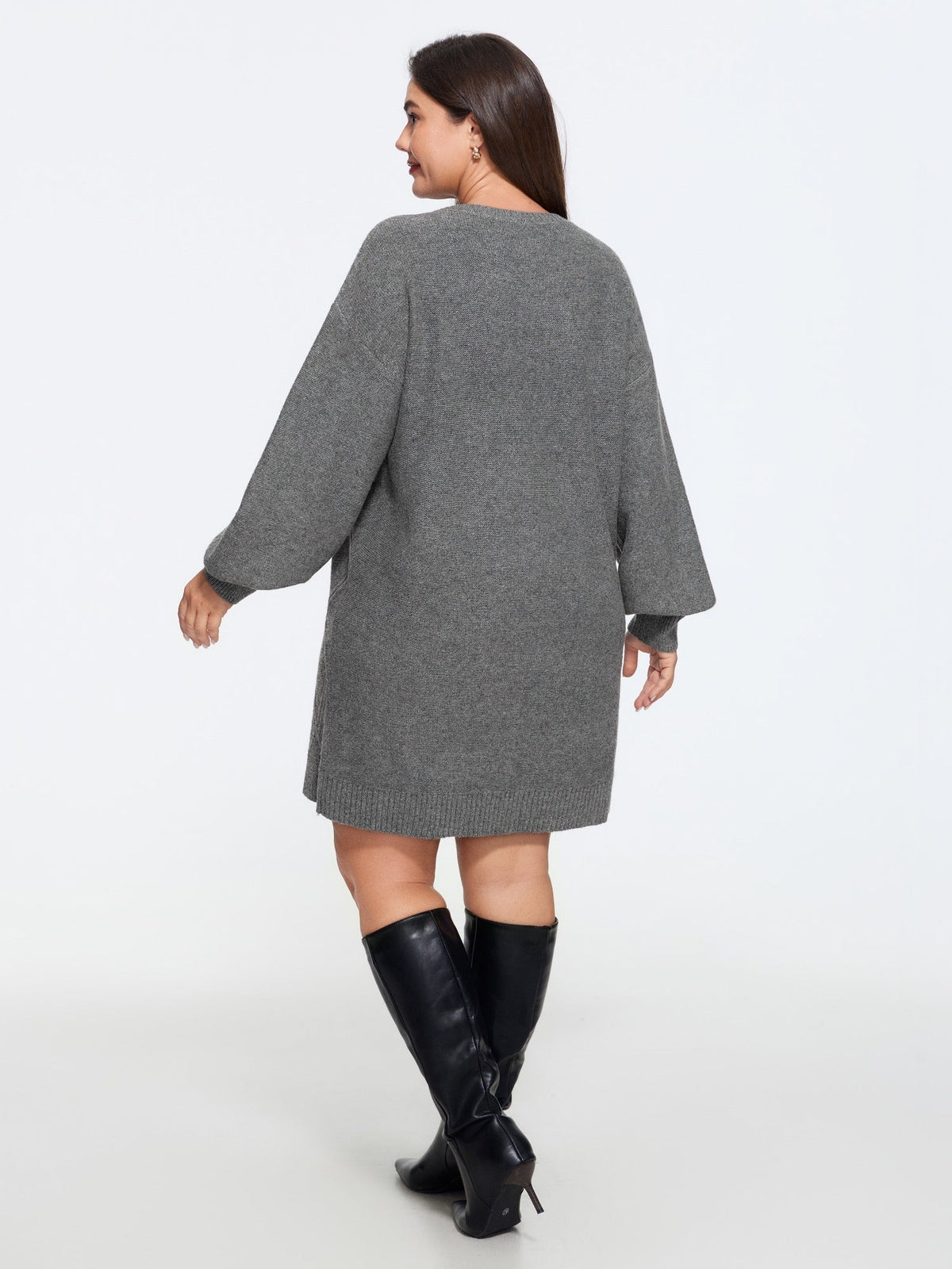 Supersoft Crew Neck Cable Knit Sweater Dress