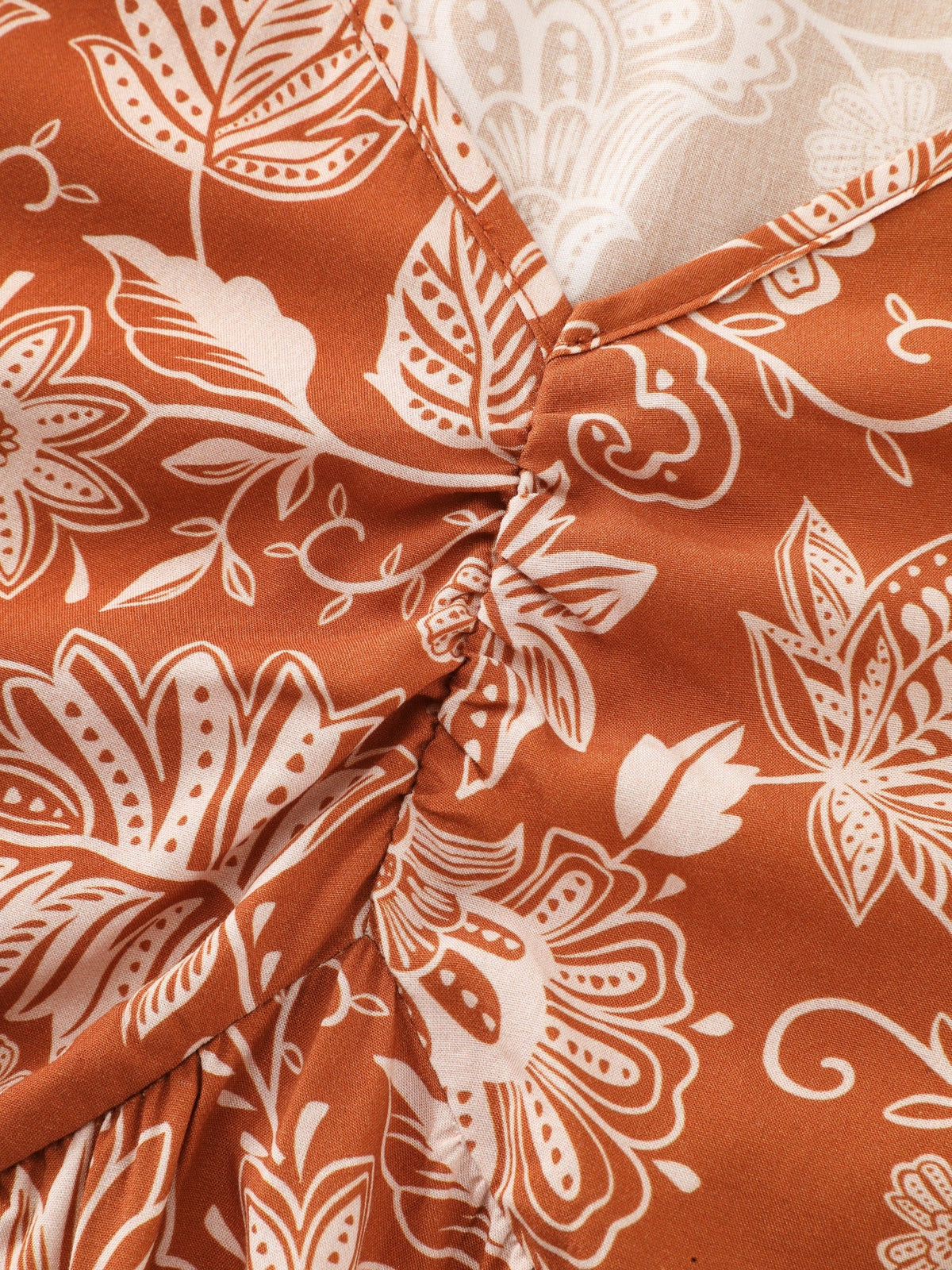 Supersoft Floral Print V Neck Ruched Blouse