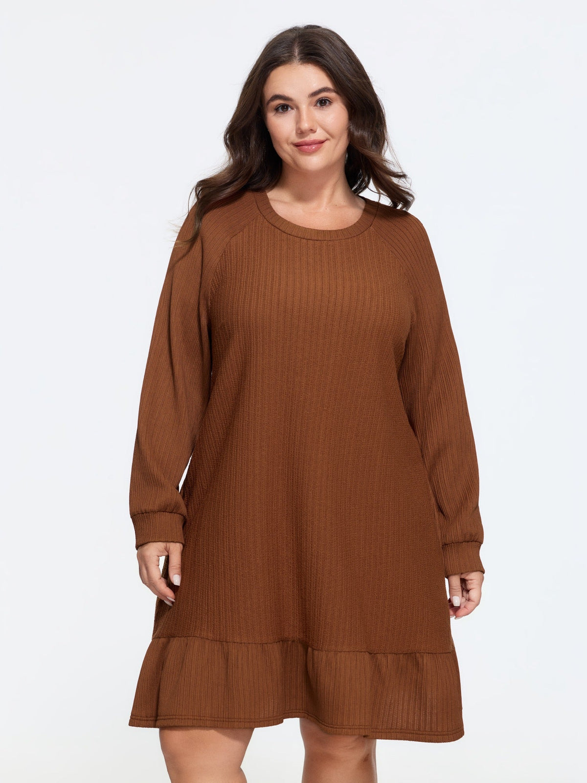 Textured Ruffle Hem Midi Dress