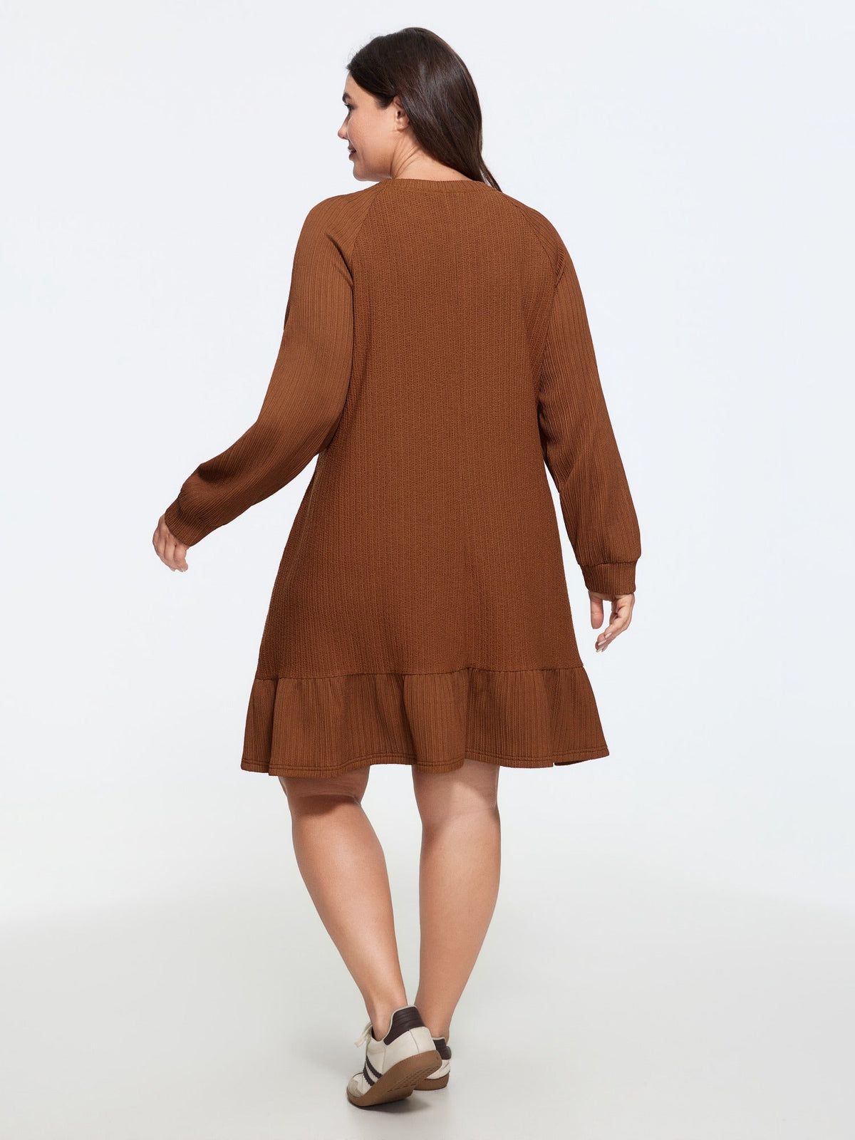 Textured Ruffle Hem Midi Dress