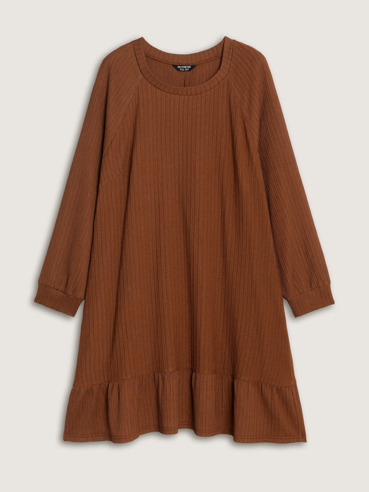 Textured Ruffle Hem Midi Dress