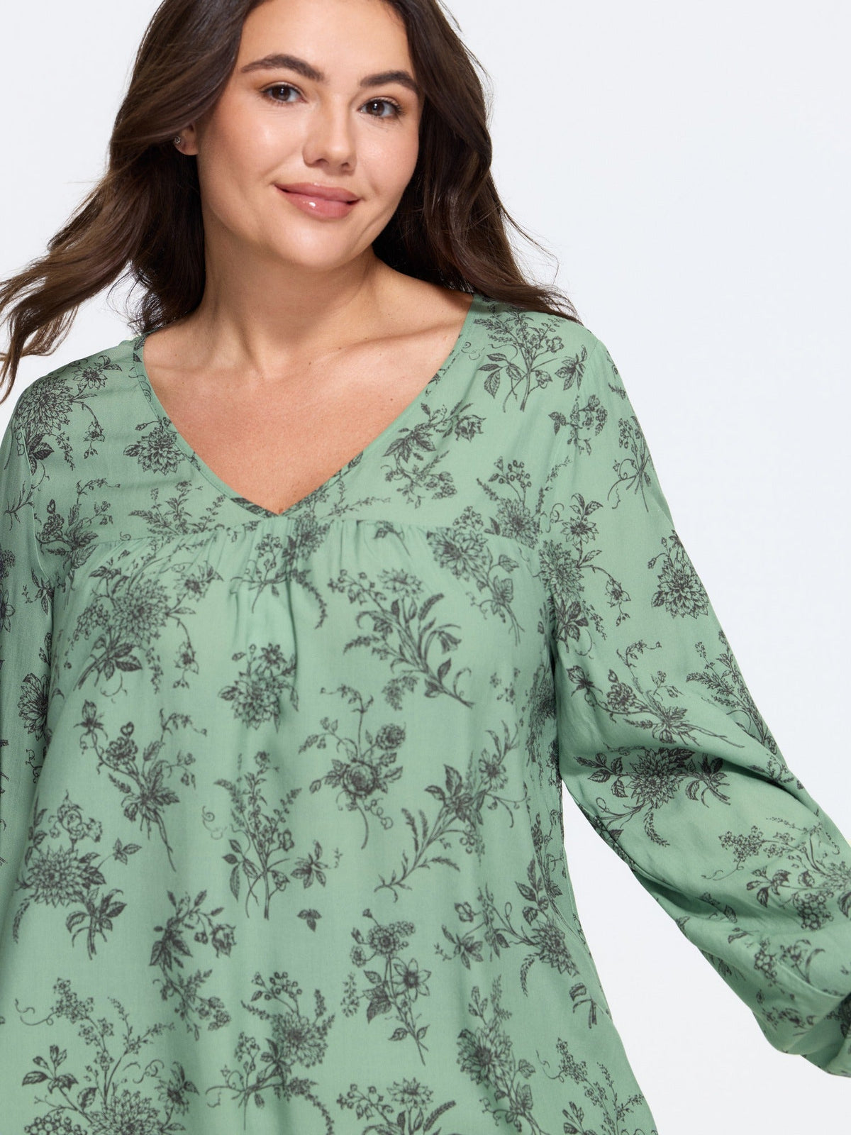Supersoft Floral Print Front Pleated Blouse