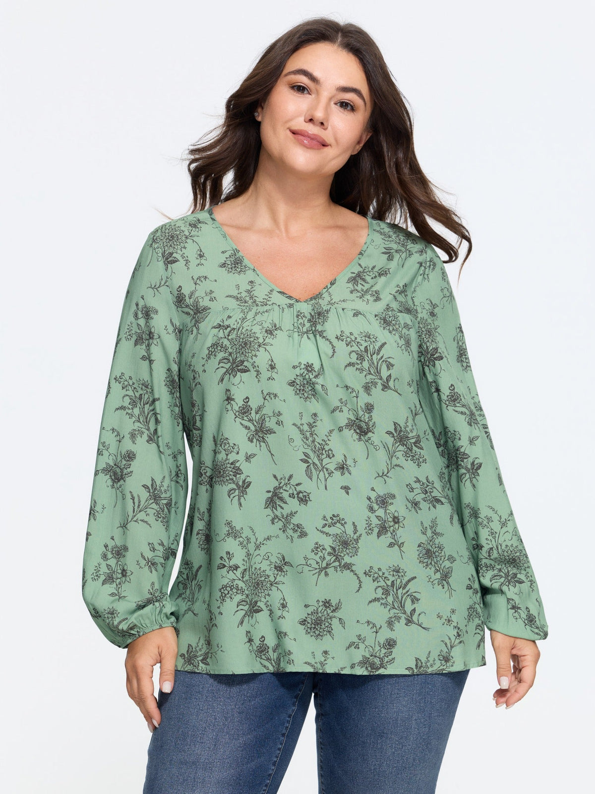 Supersoft Floral Print Front Pleated Blouse
