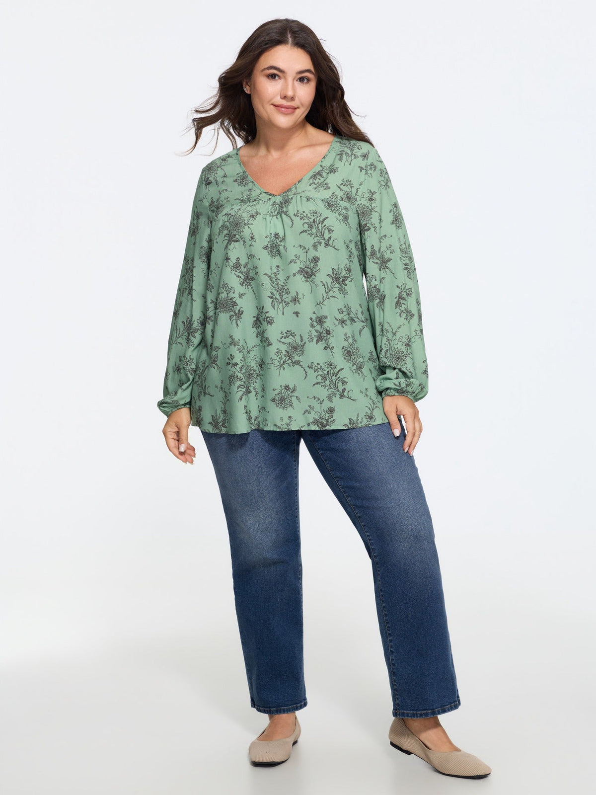Supersoft Floral Print Front Pleated Blouse