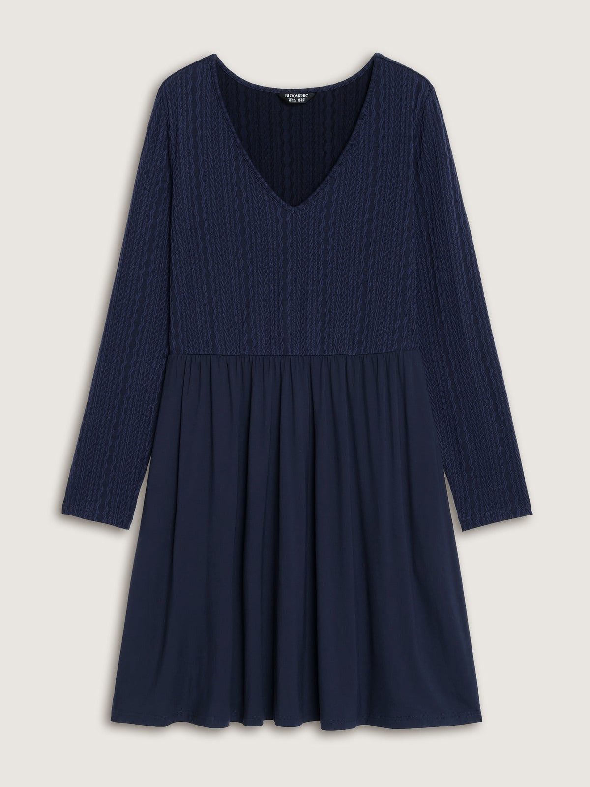 Supersoft Textured V Neck Long Sleeve Mini Dress