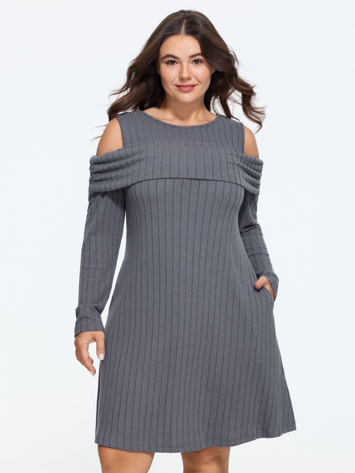 Supersoft Cold Shoulder Pocket Mini Dress