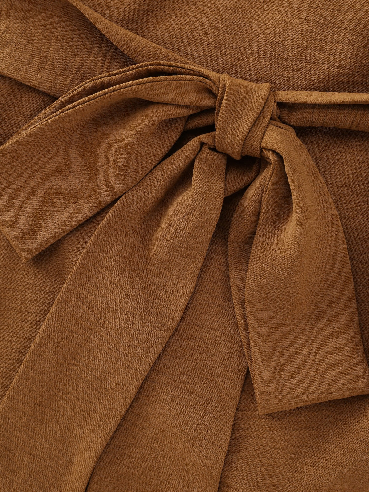 Solid Ruched Wrap Waist Tie Blouse