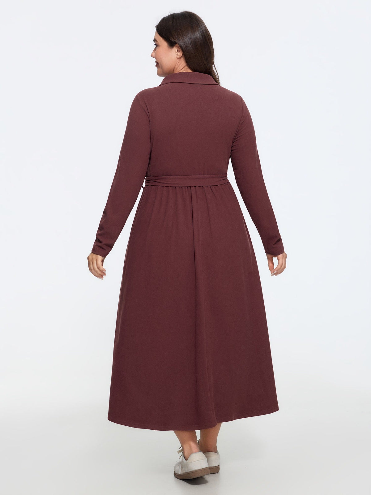 Supersoft Shawl Collar Wrap Tie Waist Midi Dress