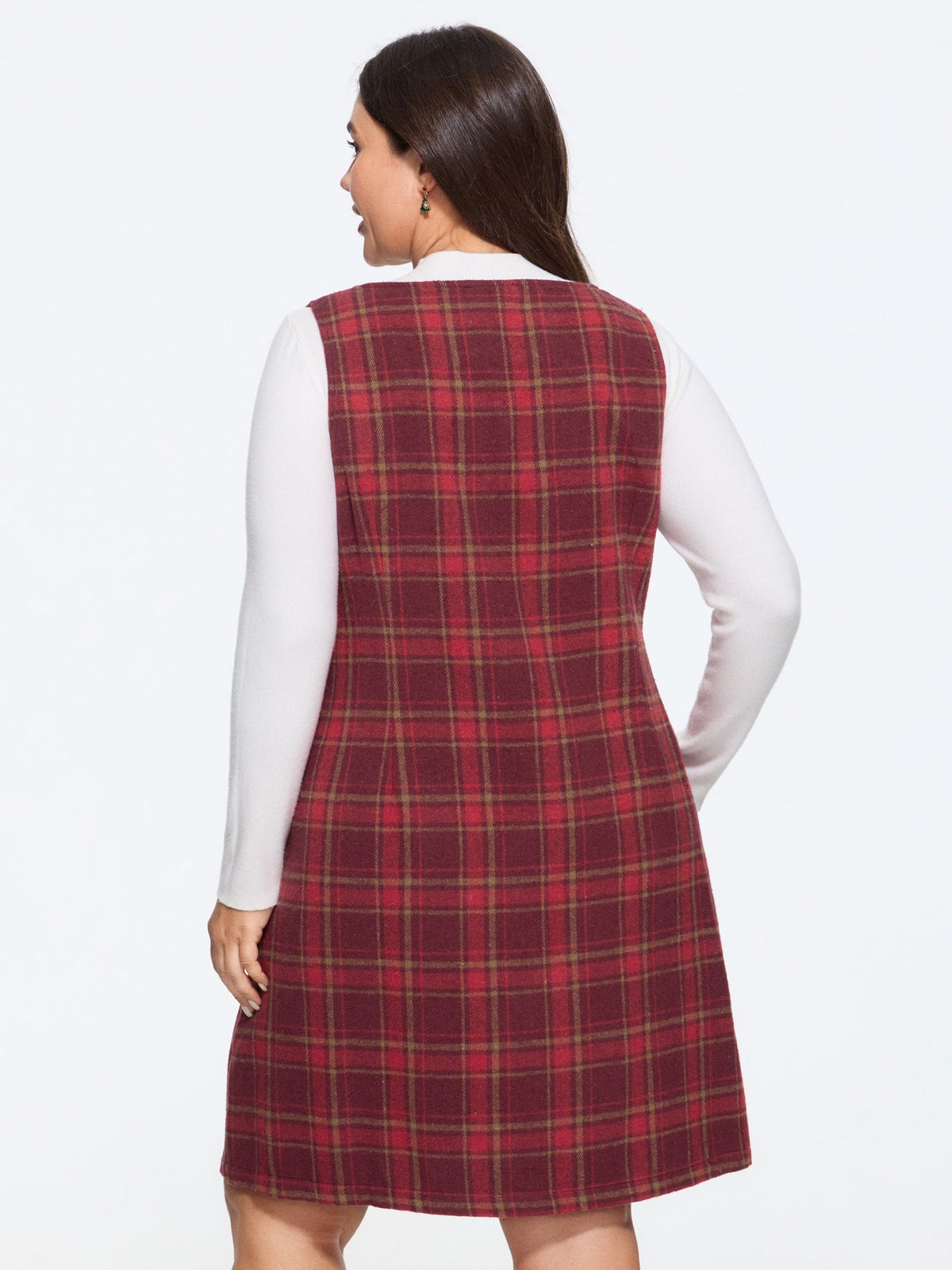 Plaid Button Front Sleeveless Mini Dress
