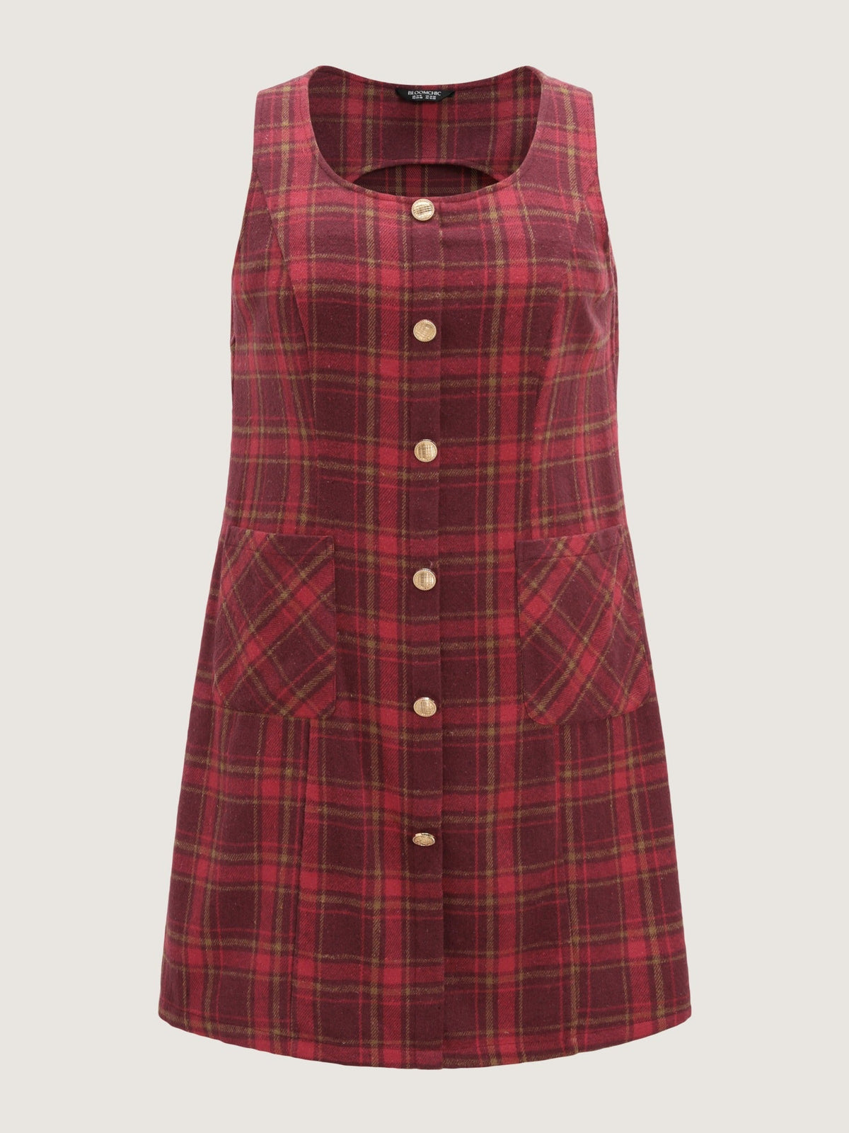 Plaid Button Front Sleeveless Mini Dress