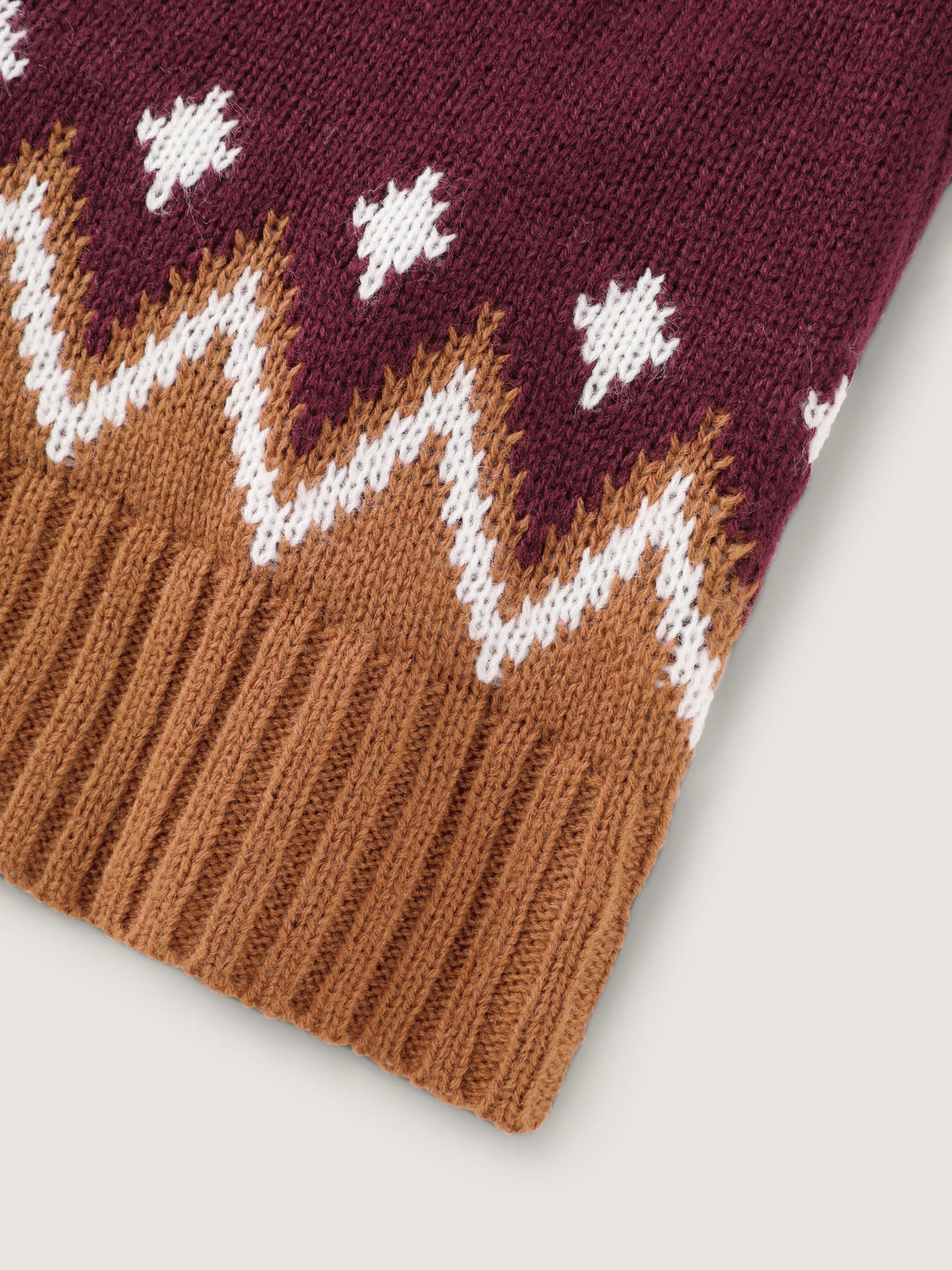 Fair Isle Geometric Pattern Round Neck Sweater Dress