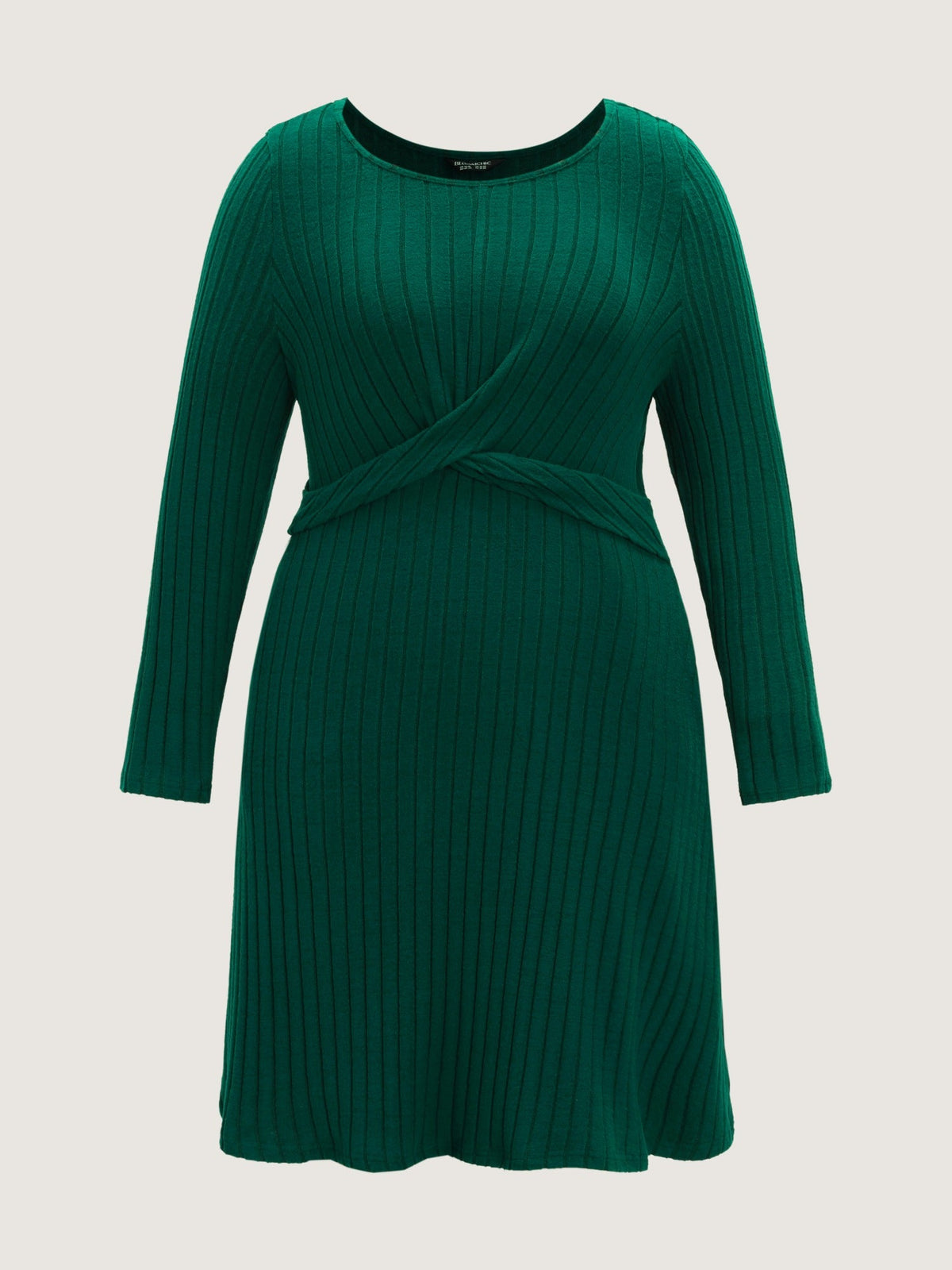 Stretchy Twist Front Pocket Ribbed Mini Dress