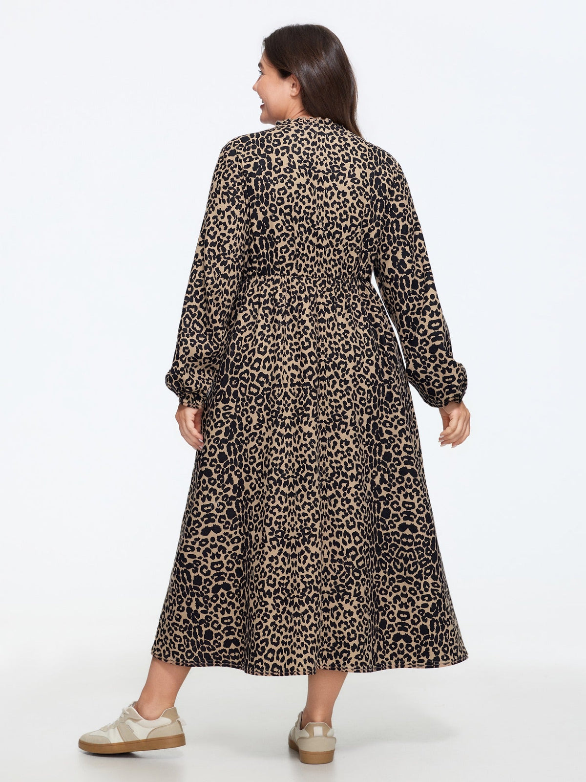 Leopard Print V Neck Maxi Dress