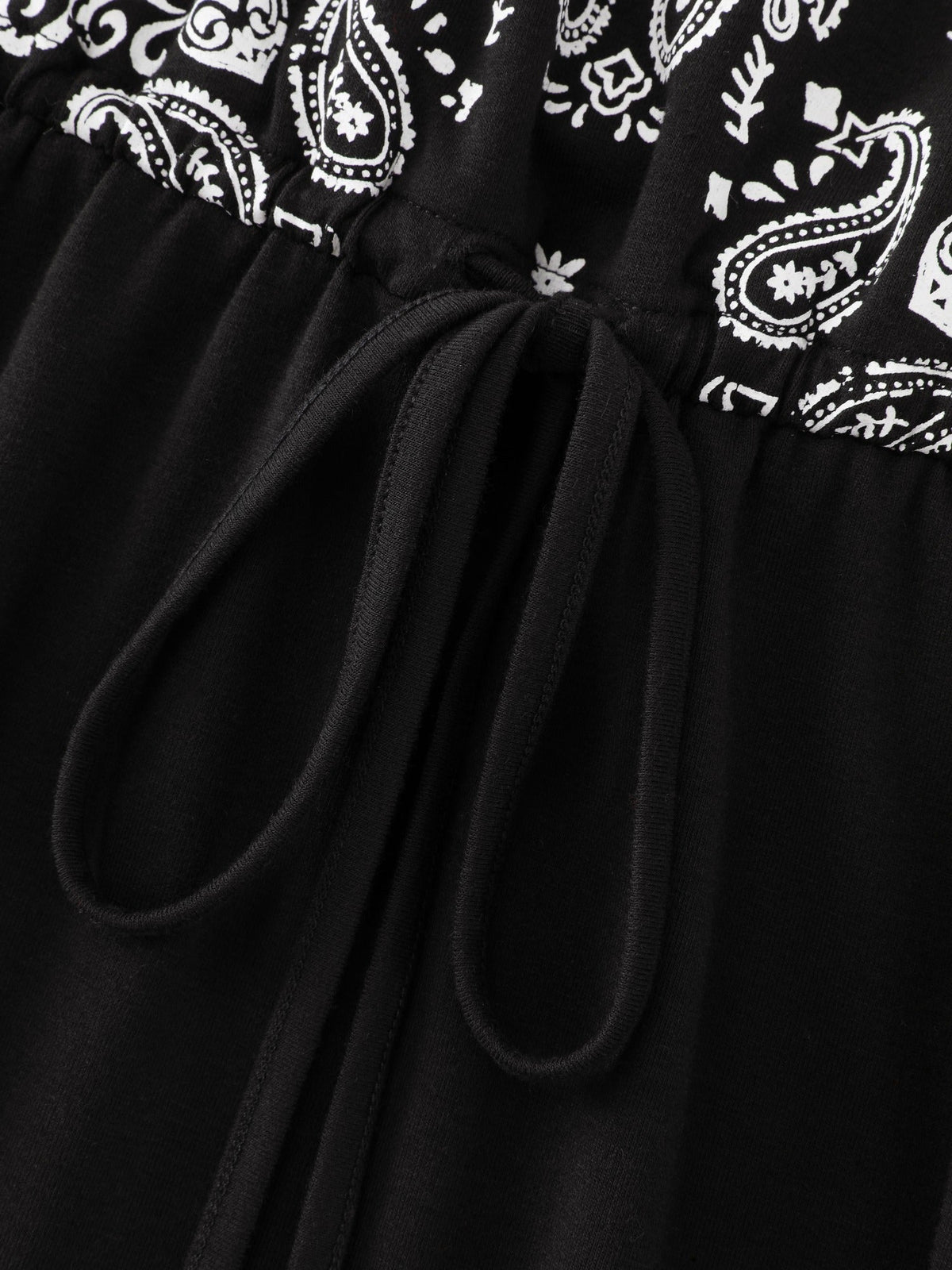 Paisley Print Drawstring Waist Midi Dress