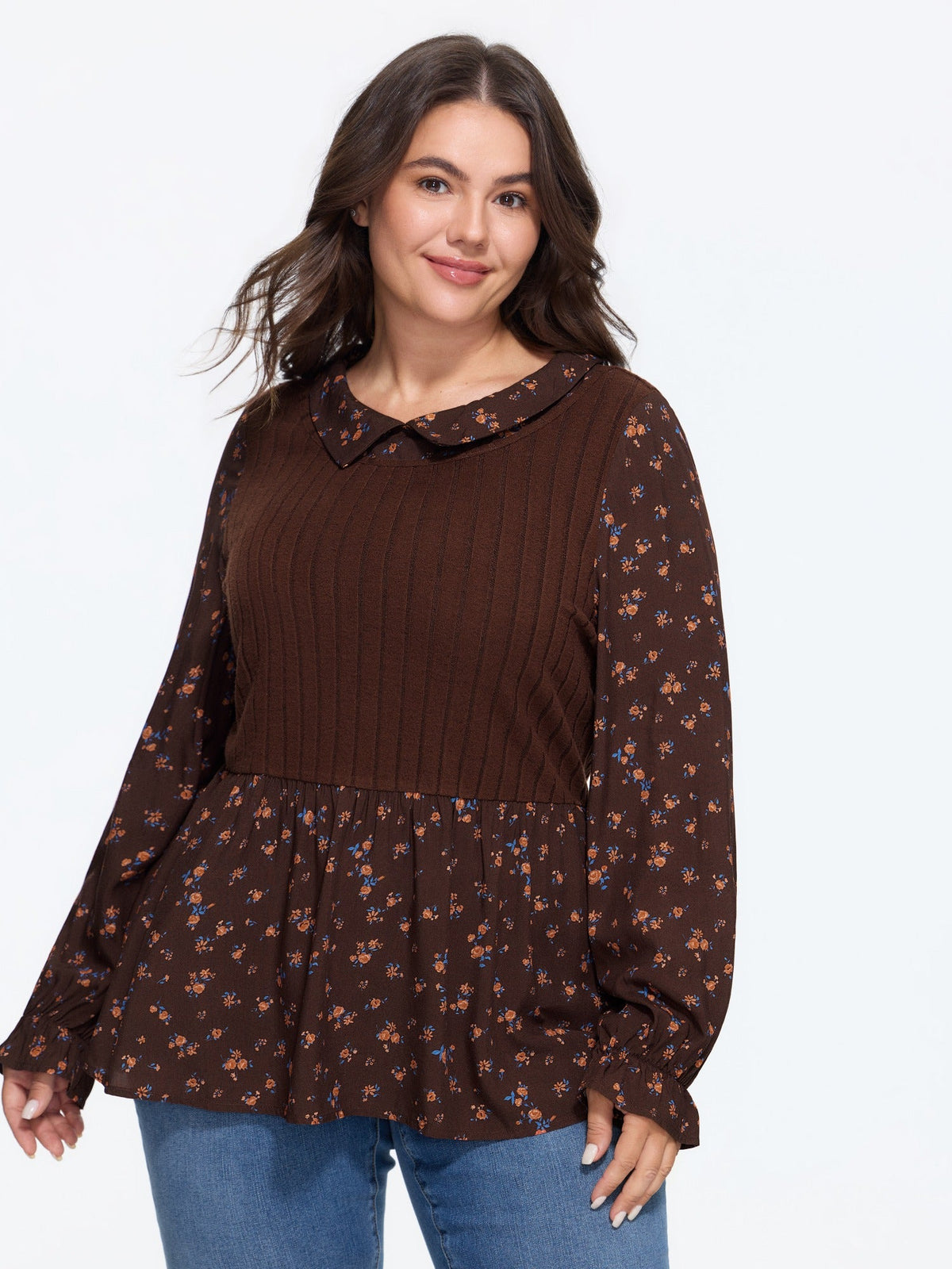 Supersoft Floral Print Ruffle Hem Blouse