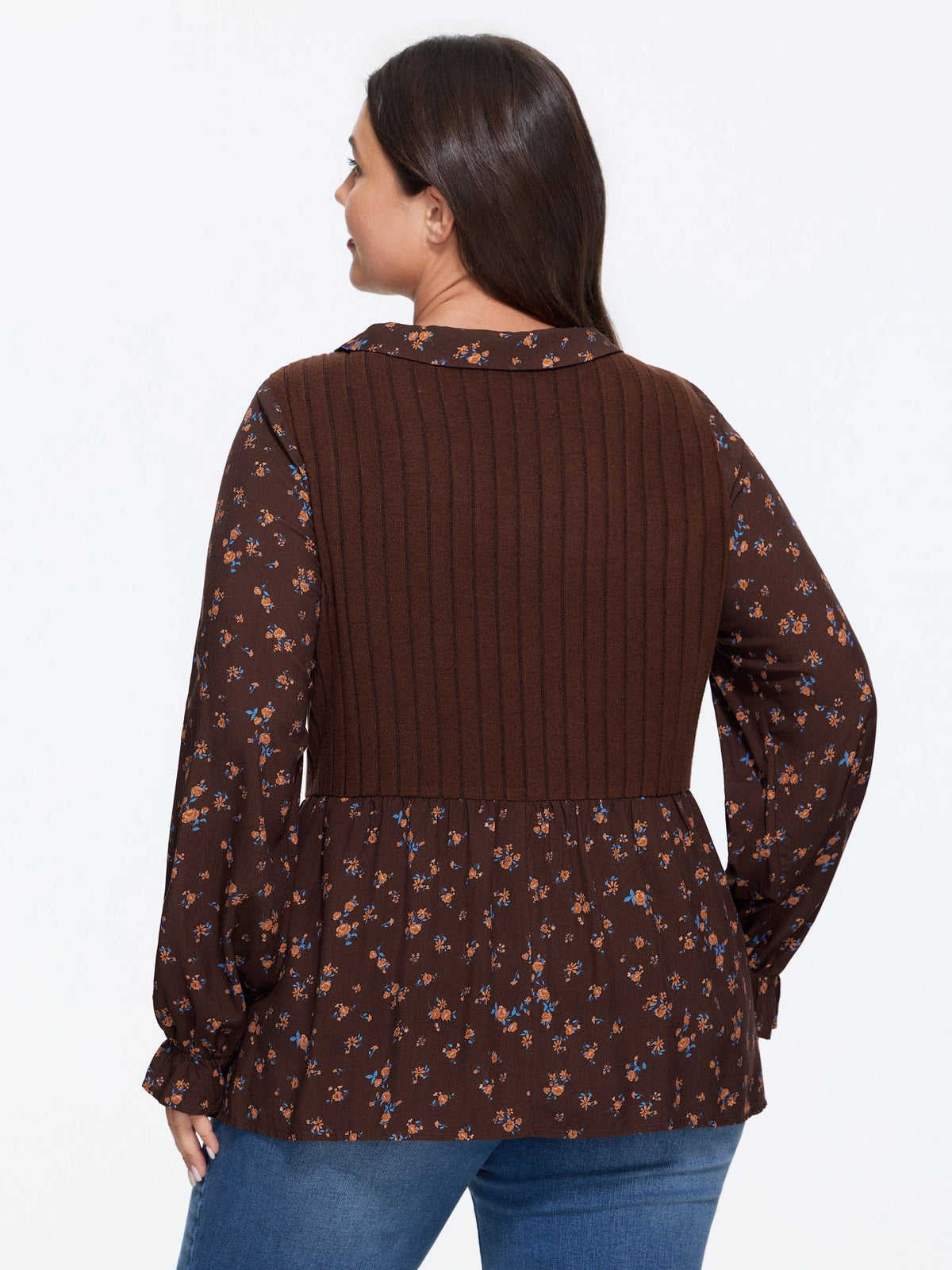 Supersoft Floral Print Ruffle Hem Blouse
