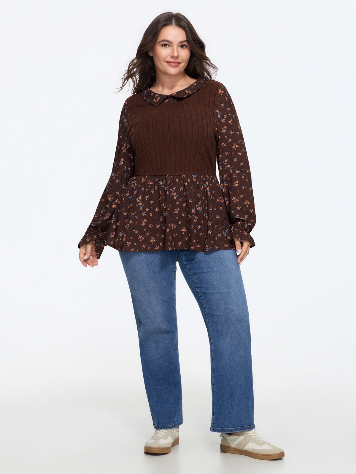 Supersoft Floral Print Ruffle Hem Blouse
