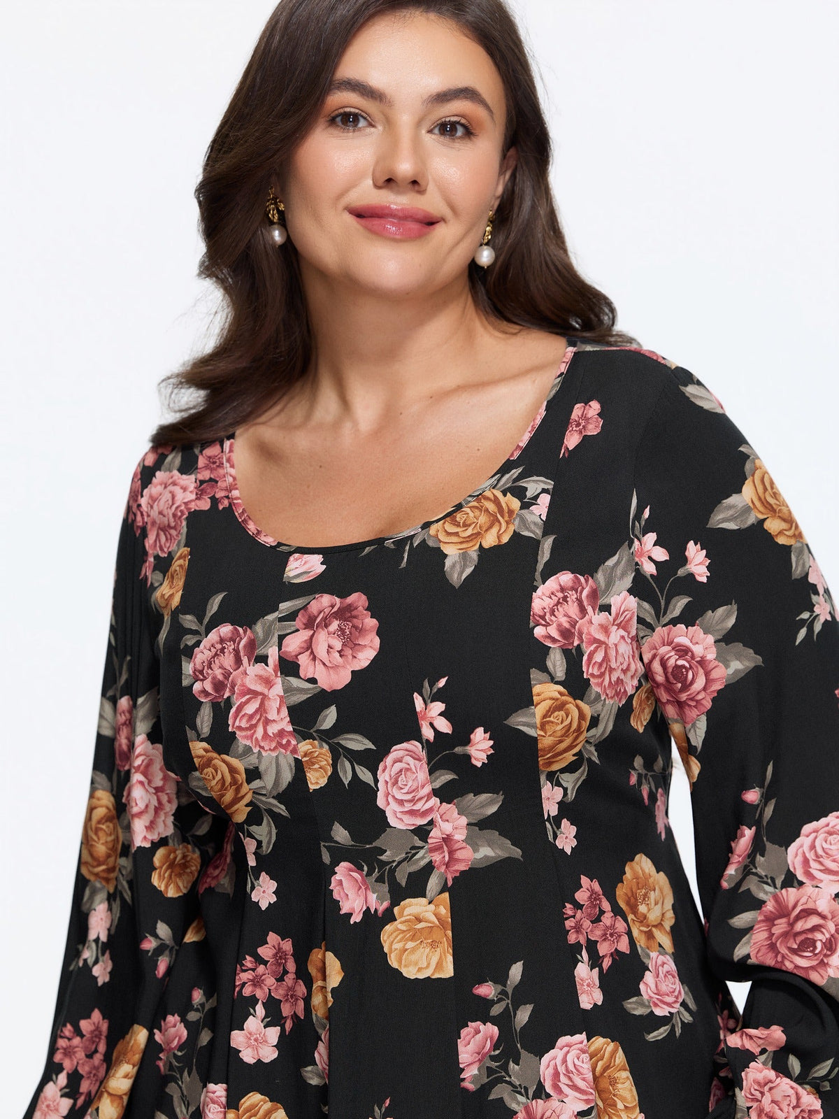 Floral Print Plicated Peplum Blouse
