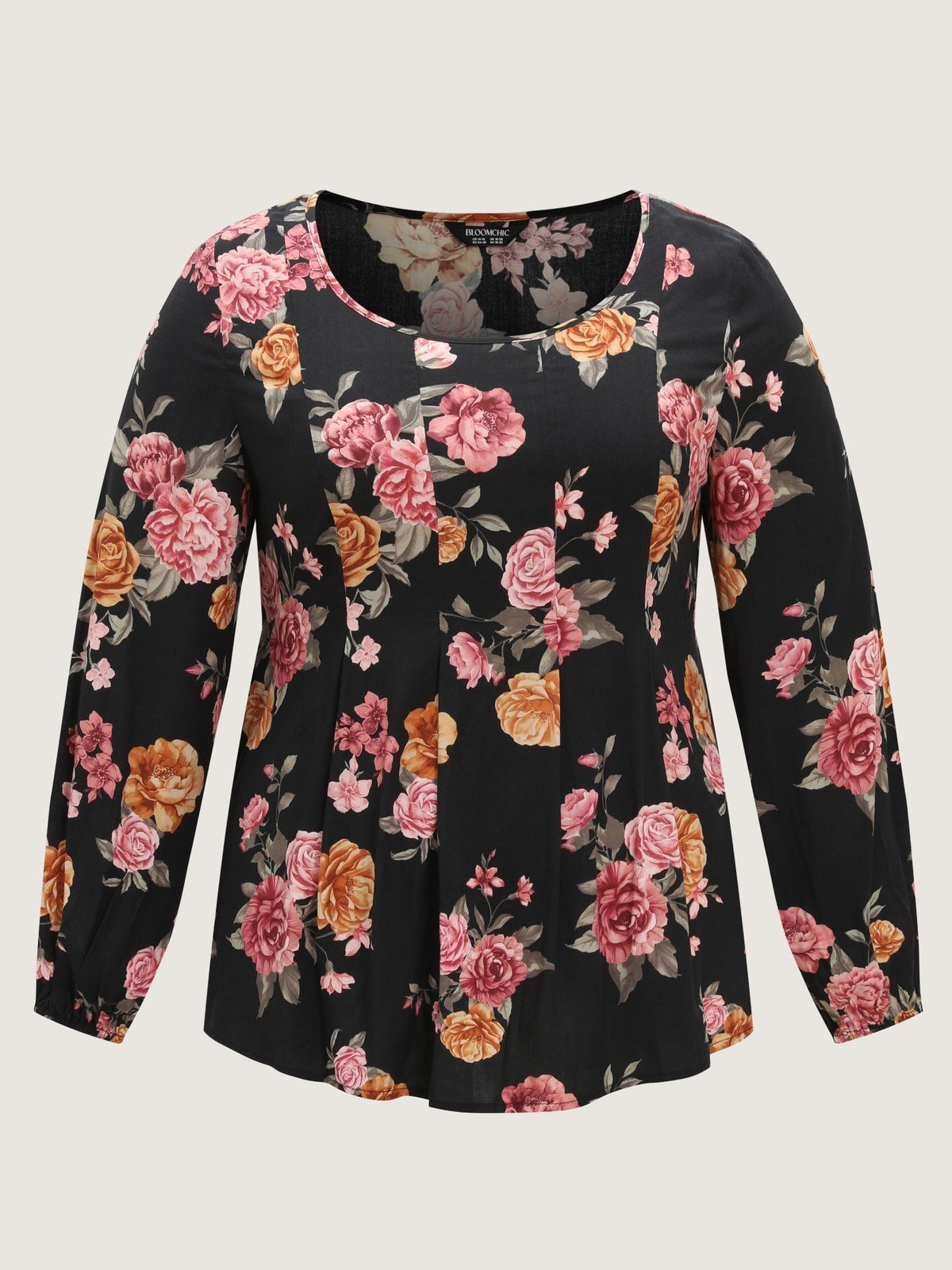 Floral Print Plicated Peplum Blouse