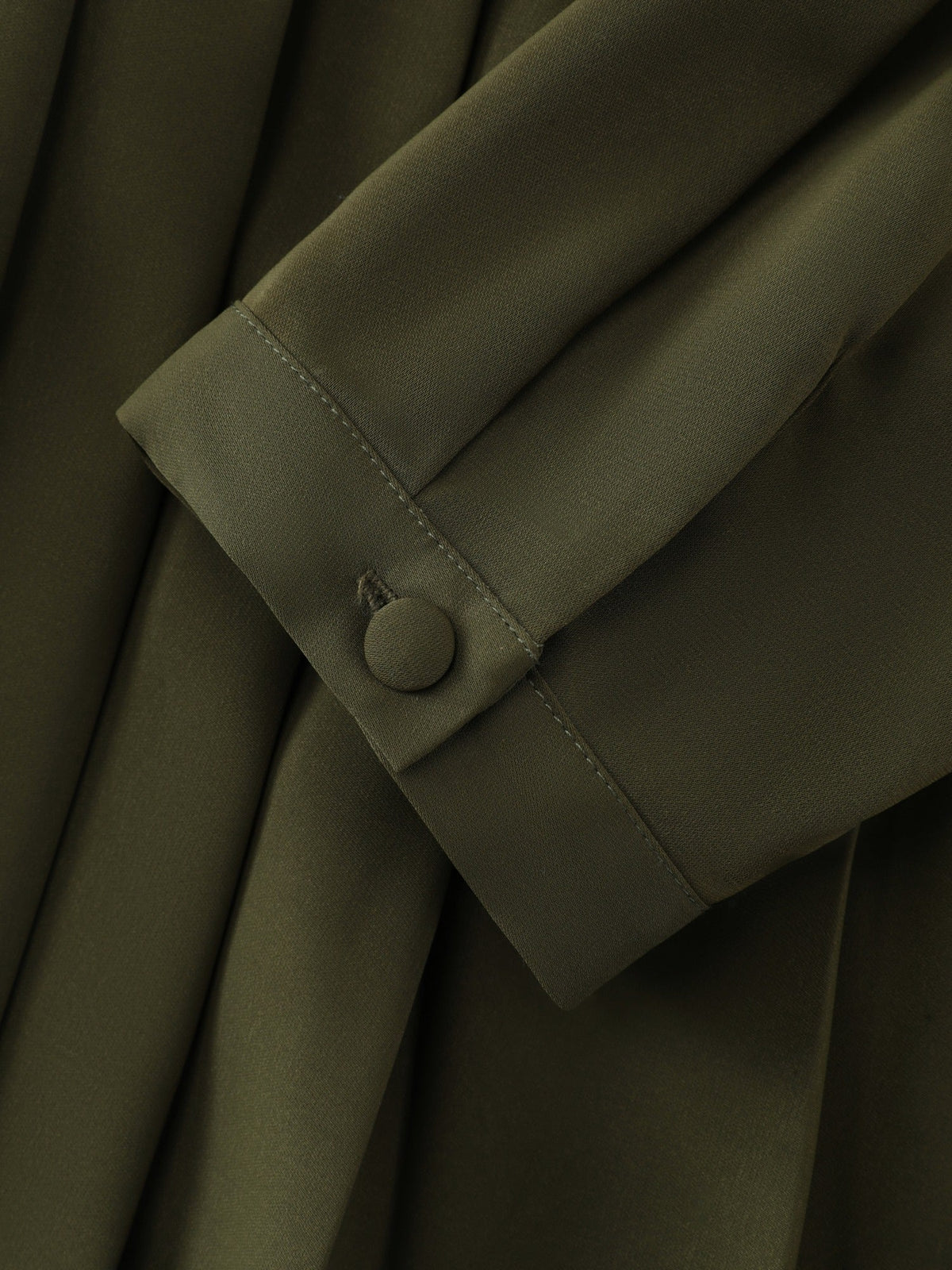 V Neck Button Front Pleated Blouse