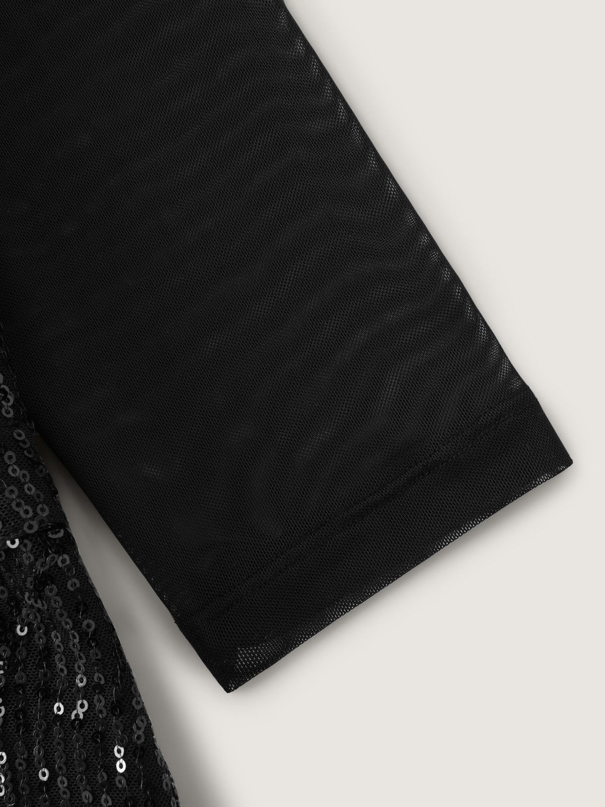 Sequin Sheer Mesh Round Neck Blouse