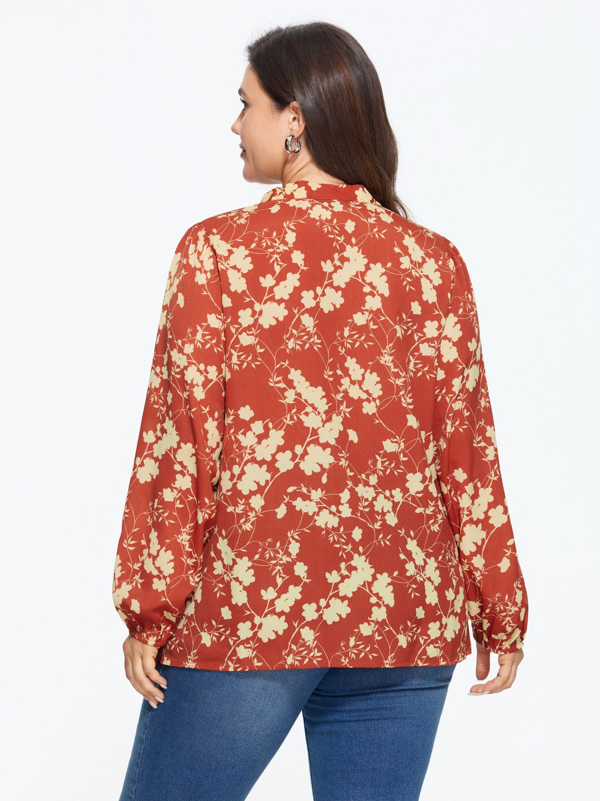 Floral Print Bow Tie Neck Blouse