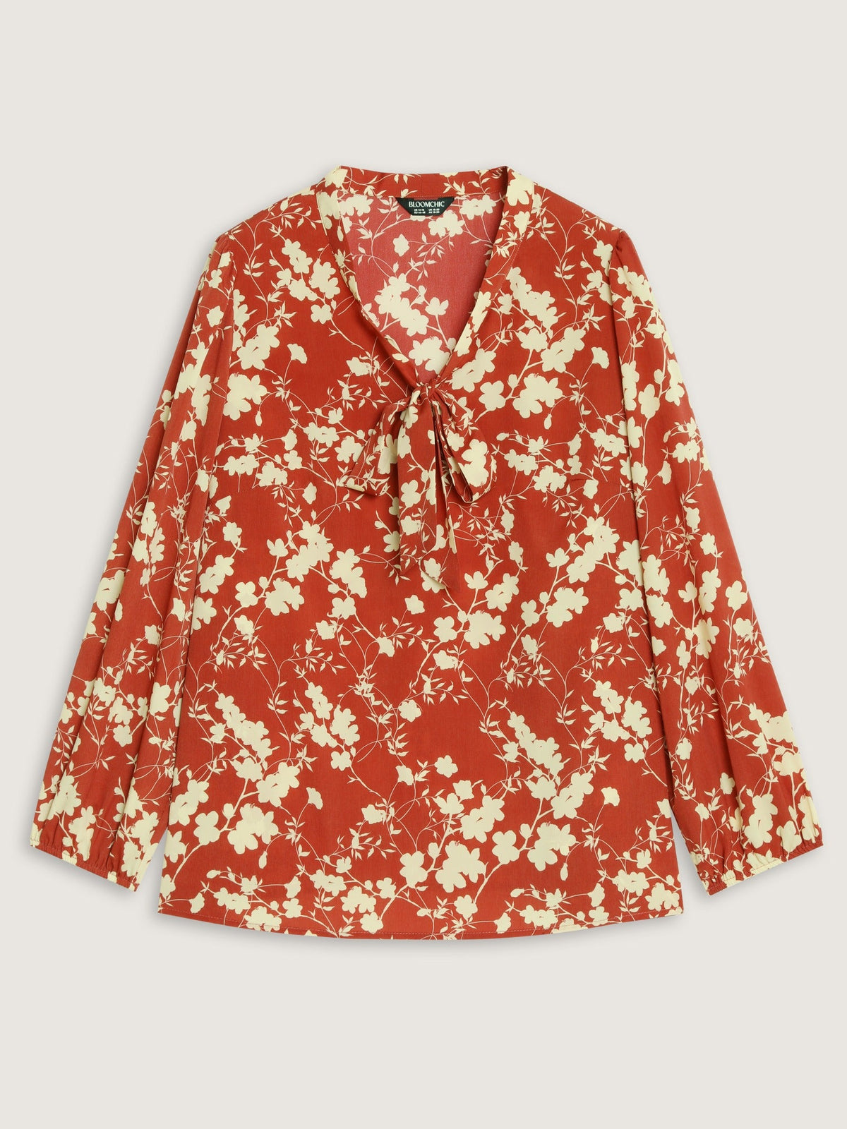 Floral Print Bow Tie Neck Blouse