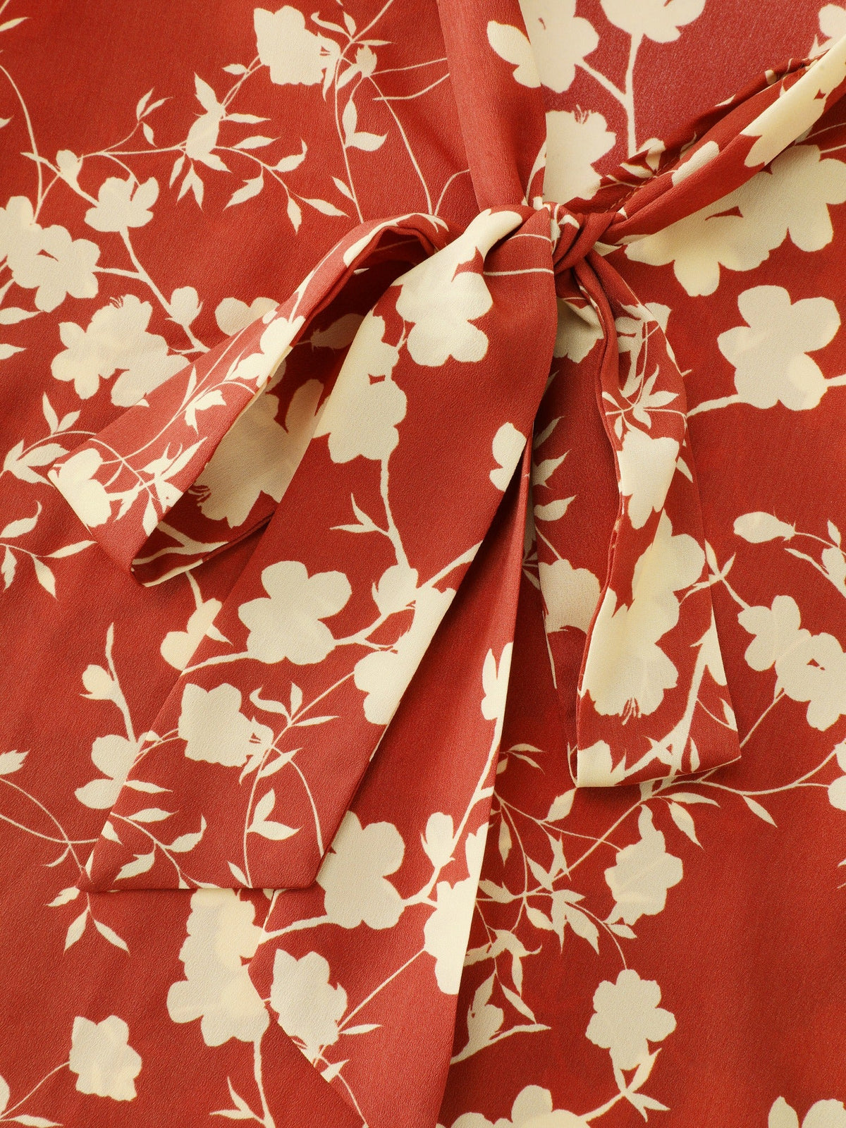 Floral Print Bow Tie Neck Blouse
