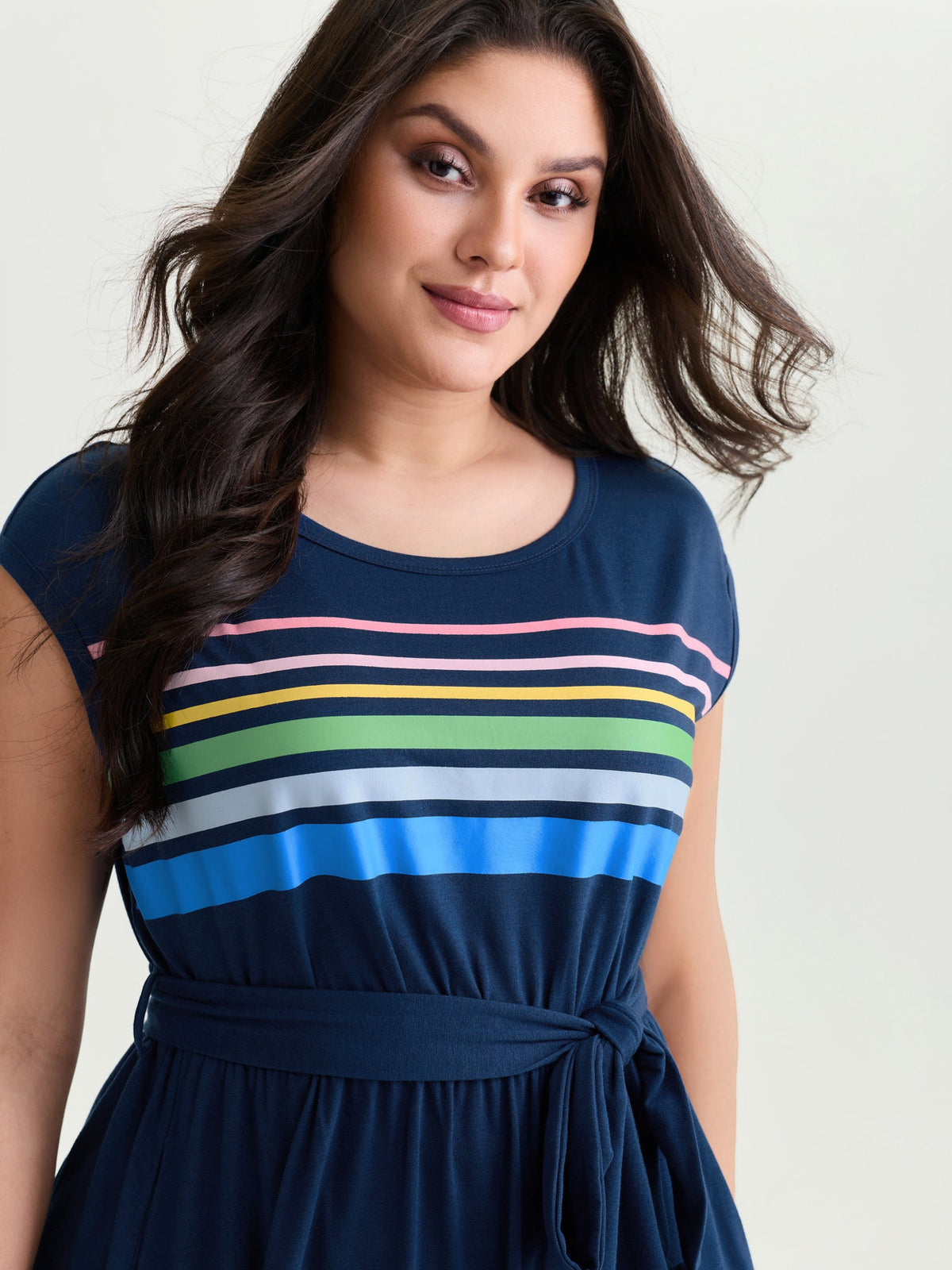 Supersoft Colorful Striped Print Mini Dress